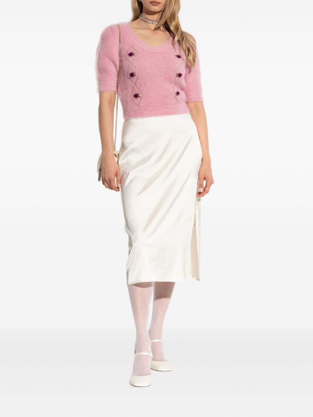 rose-embellished short-sleeved T-shirt - 2