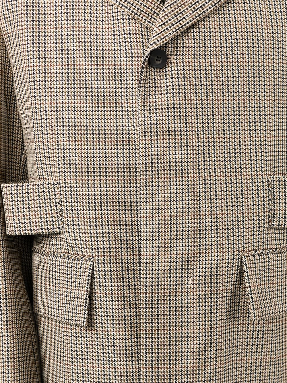 fine-checked concealed-fastening coat - 5