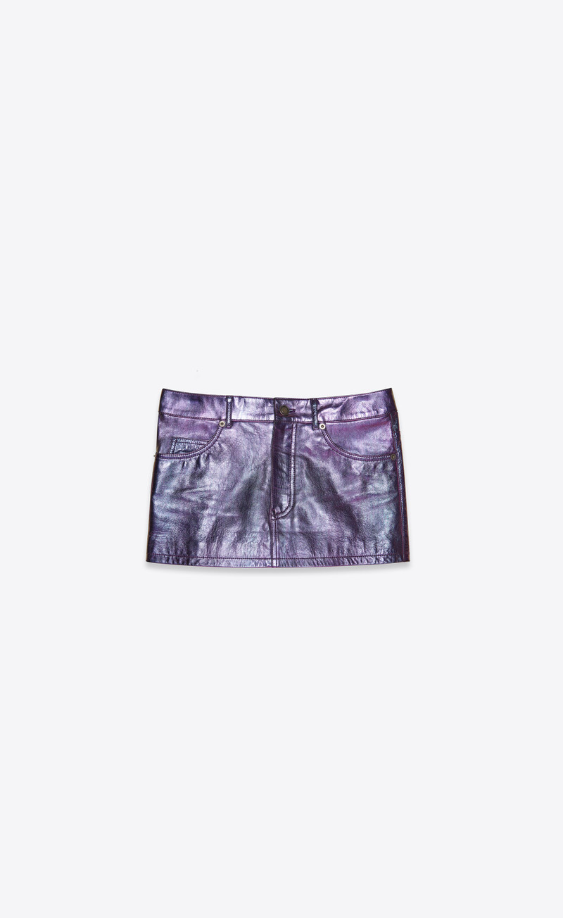 SAINT LAURENT mini skirt in lamé calfskin outlook