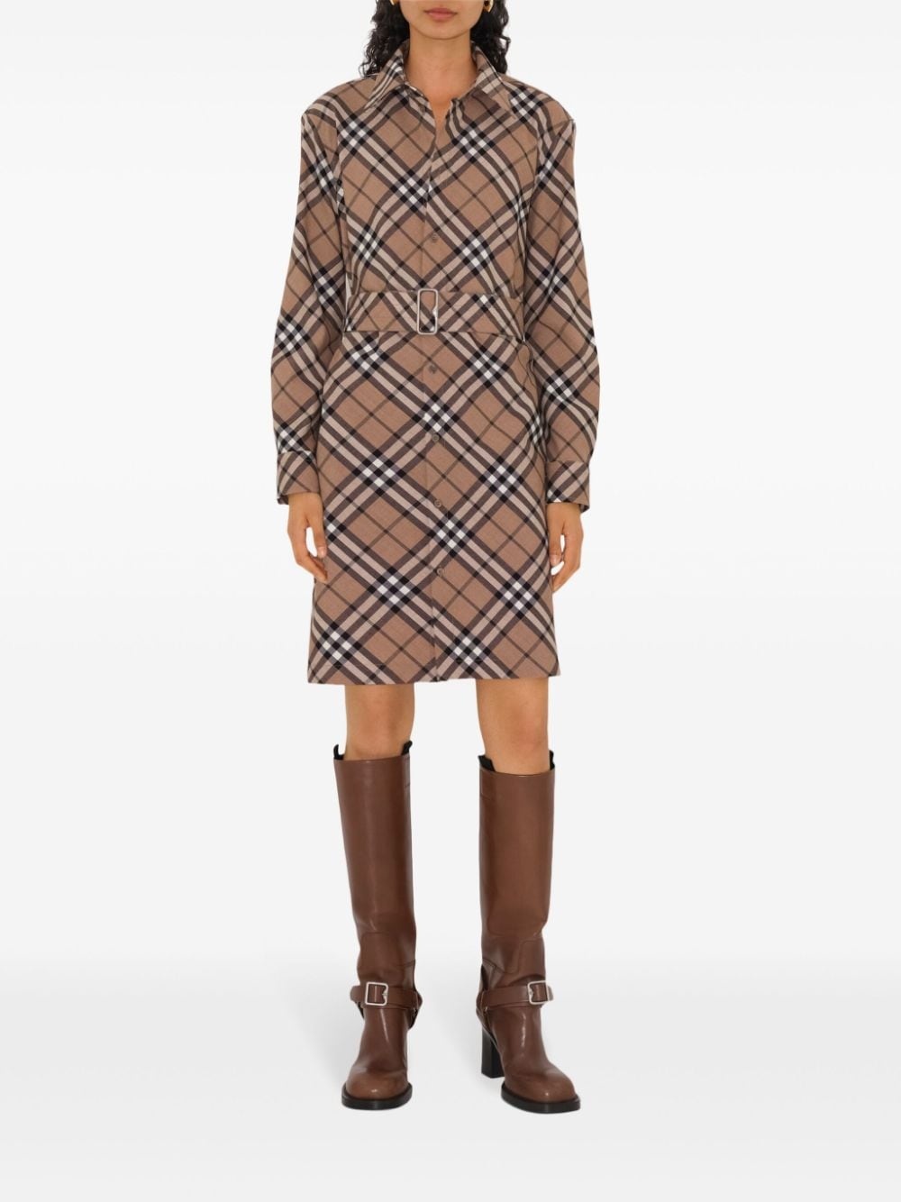 checked shirt dress - 2