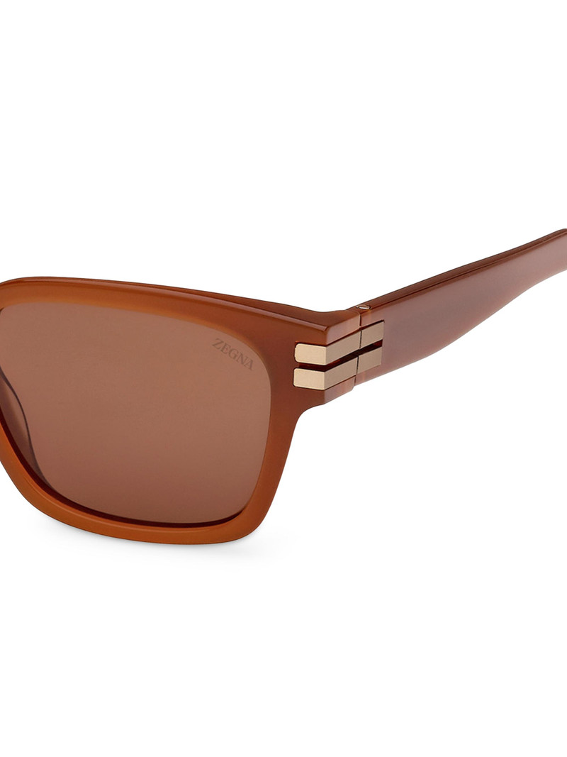 Men's 55MM Rectangular Sunglasses - Rust Brown Brown 3