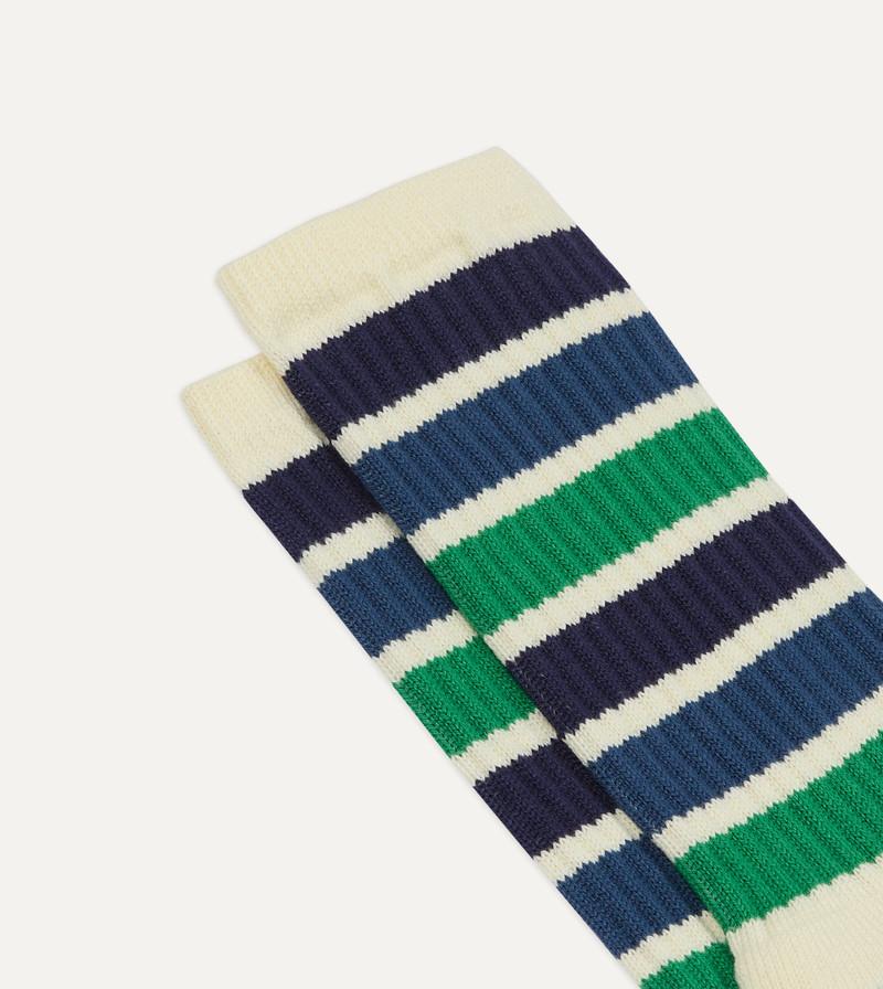 Blue, Green and Navy Striped Sport Socks 3