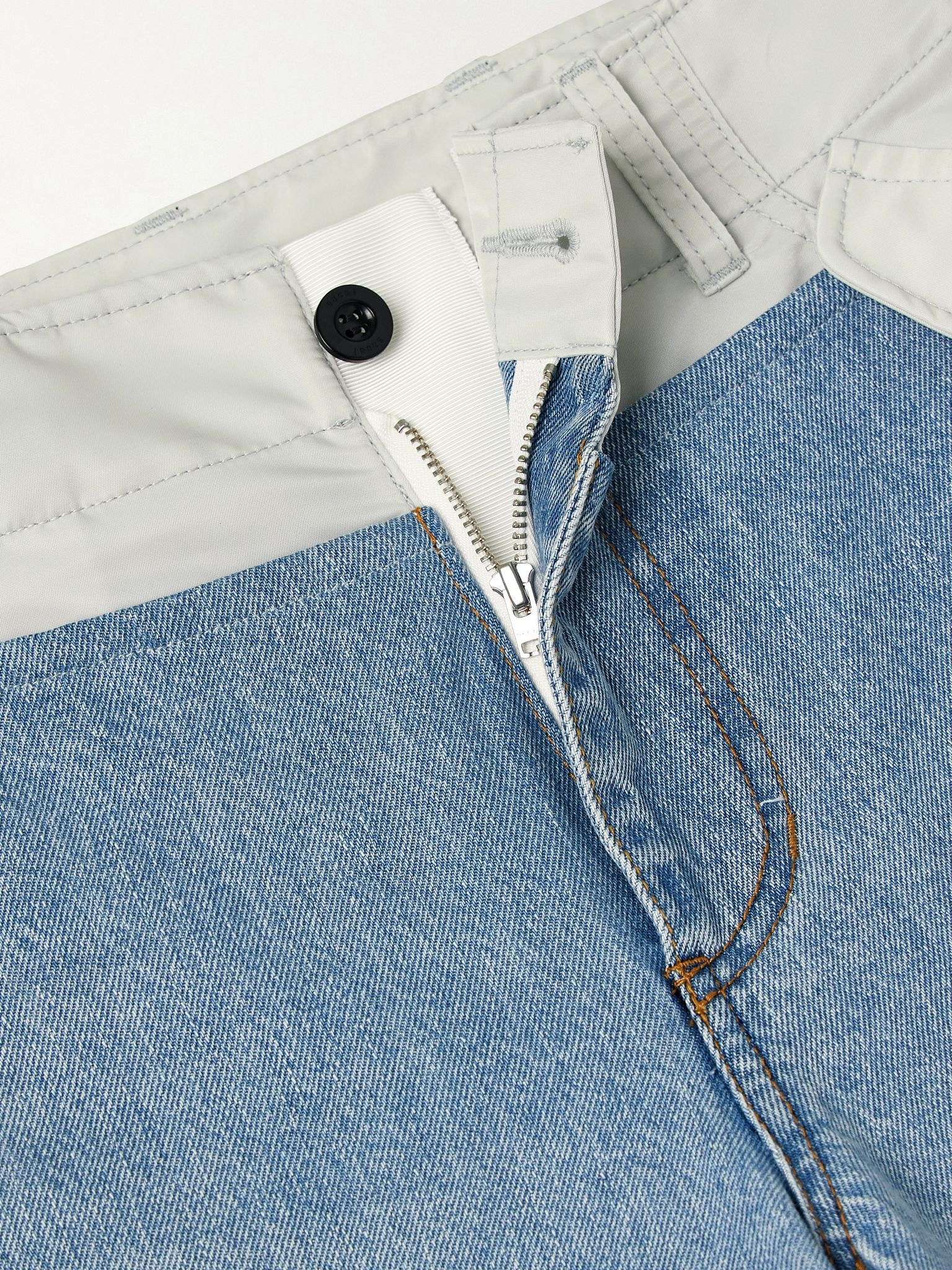 Shell-trimmed mid-rise wide-leg jeans Light blue - 5