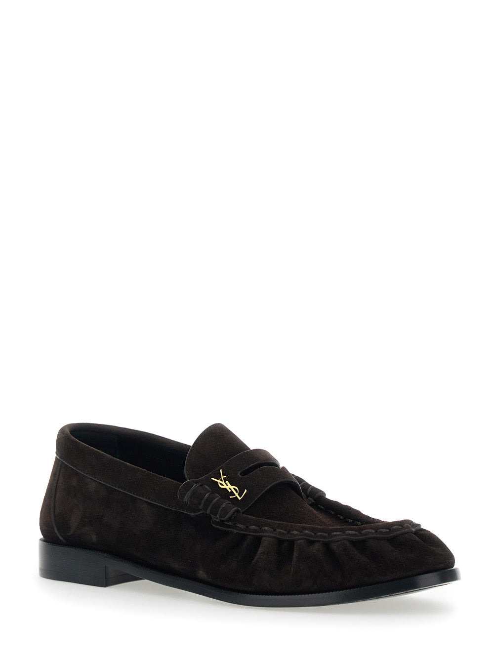 Saint Laurent Women 'Le Loafer' Brown Loafers With Cassandre In Suede Woman - 2