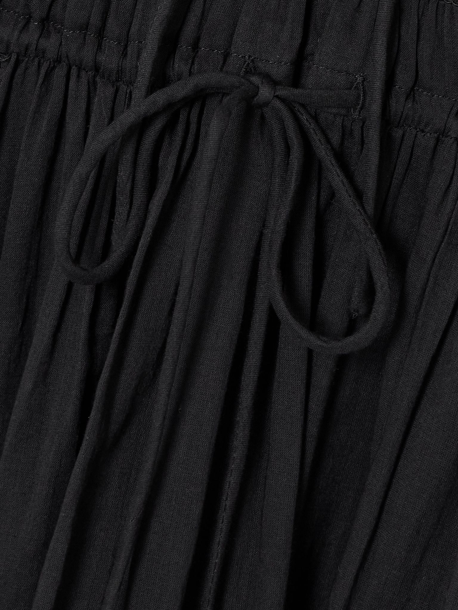 Ischia shirred organic cotton-voile midi dress Black - 4