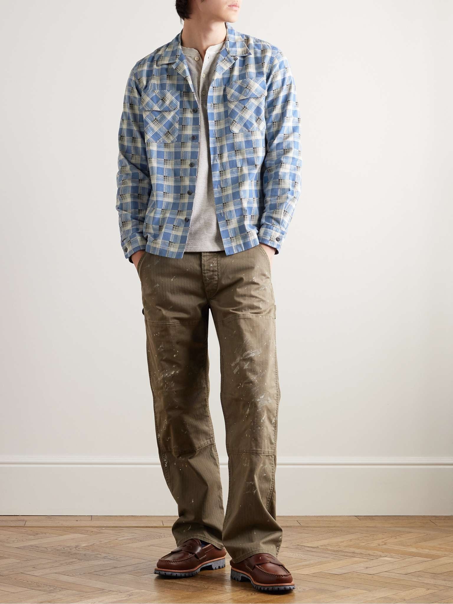 Convertible-Collar Checked Cotton-Flannel Shirt - 2