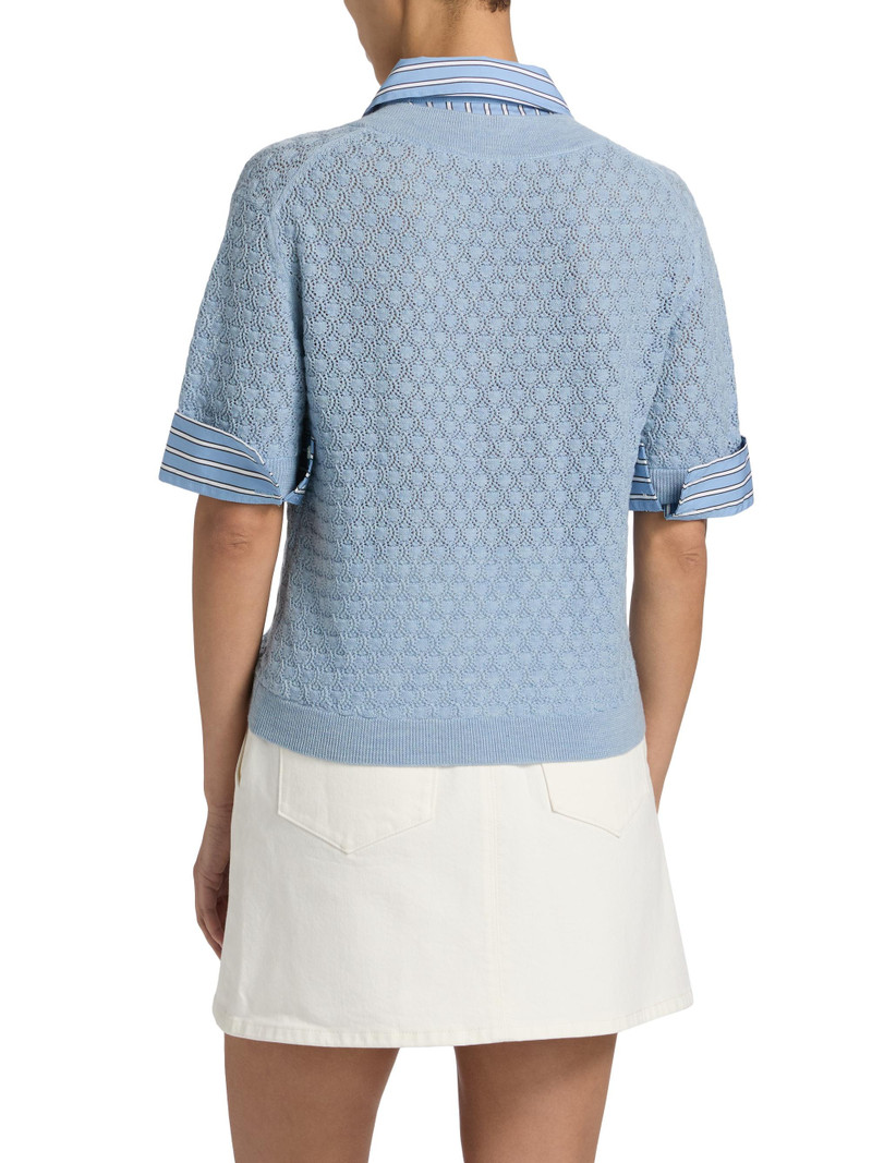 Women's Esme Layered Pointelle Knit Top - Powder Blue 5