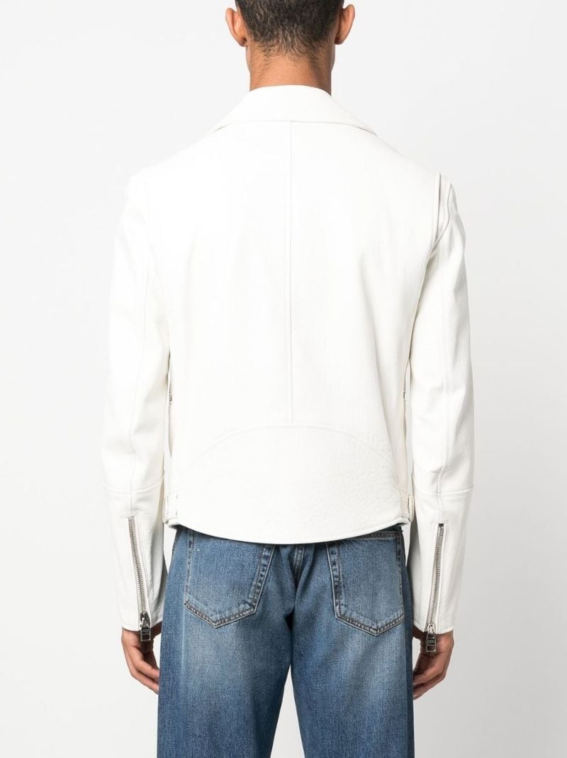 off-centre zip-fastening biker jacket - 4