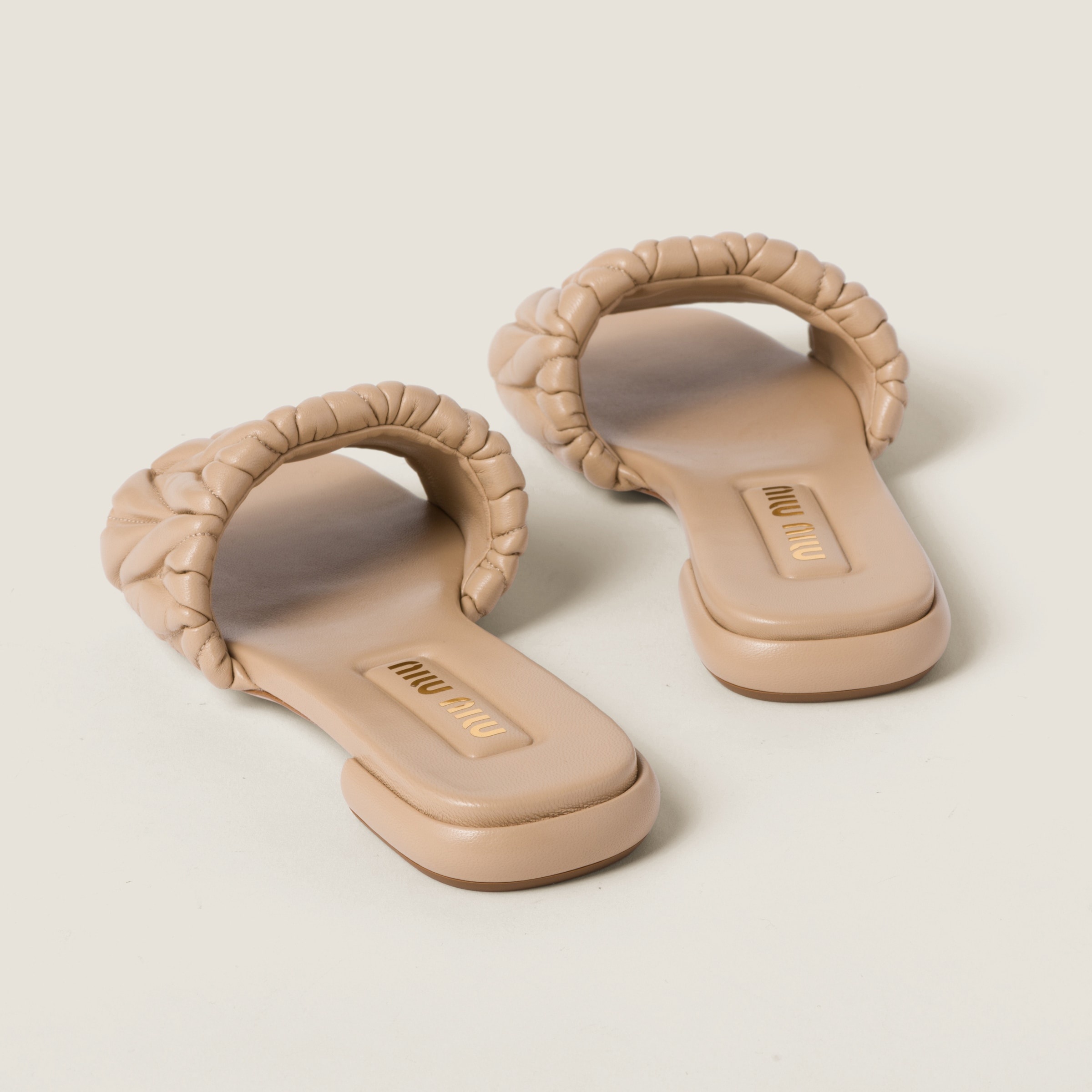 Matelassé nappa leather slides - 3