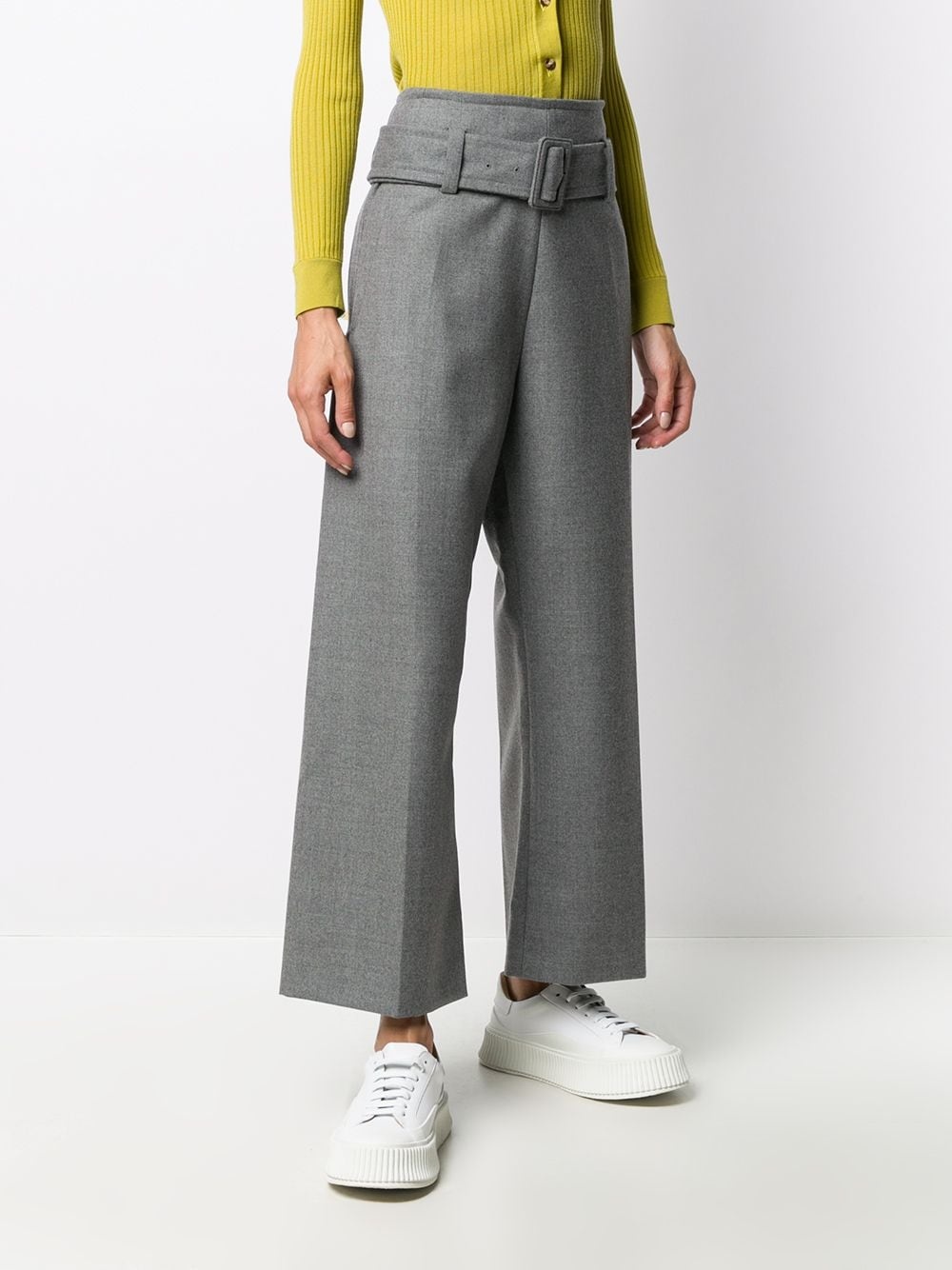 flared high waisted trousers with belt - 3