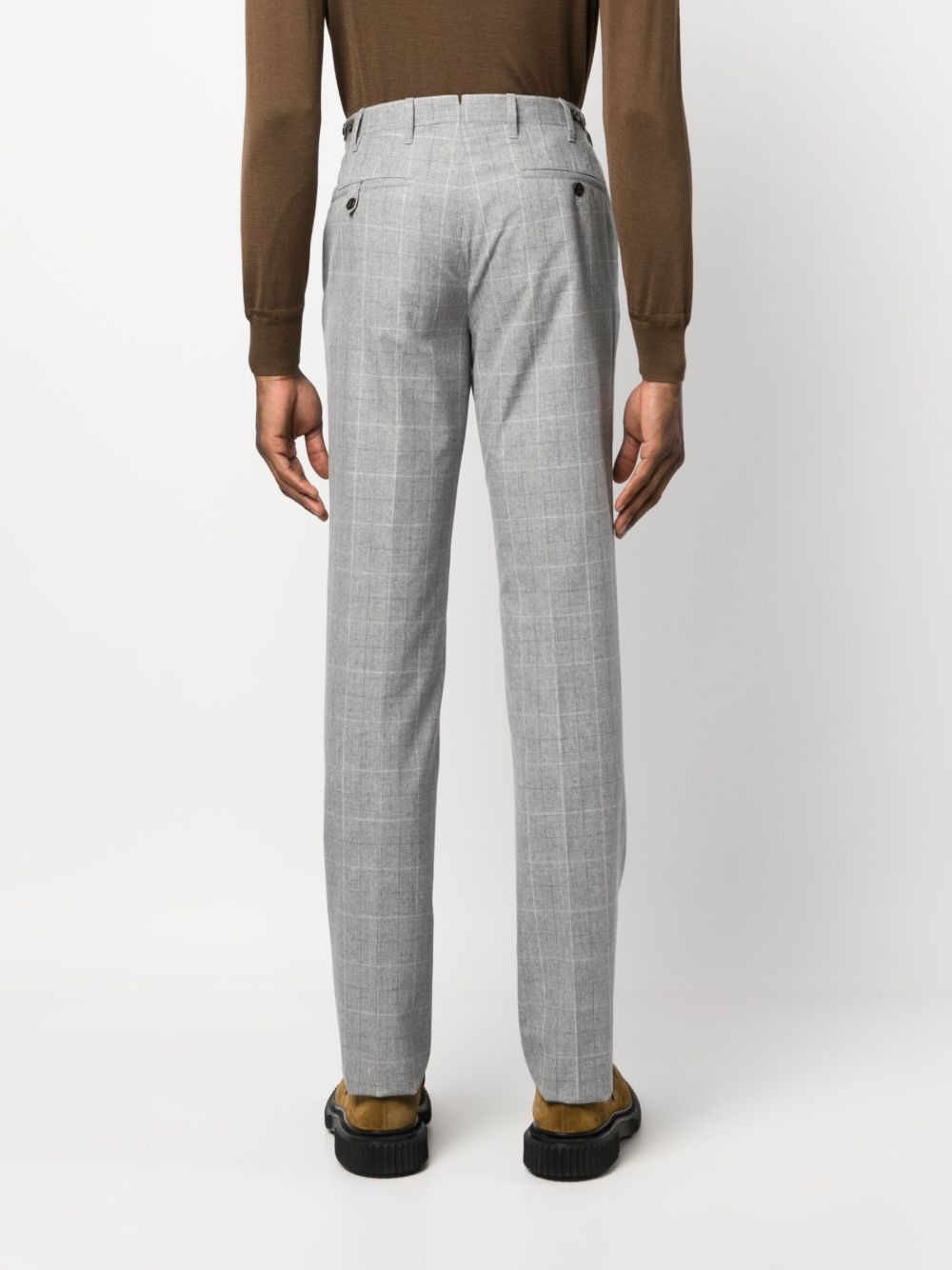 grid-pattern straight-leg trousers - 4