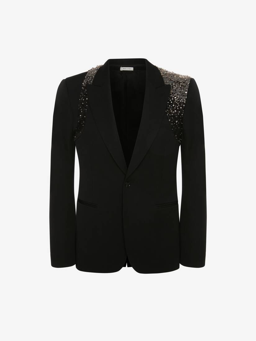 Embellished Harness Jacket in Black - 1