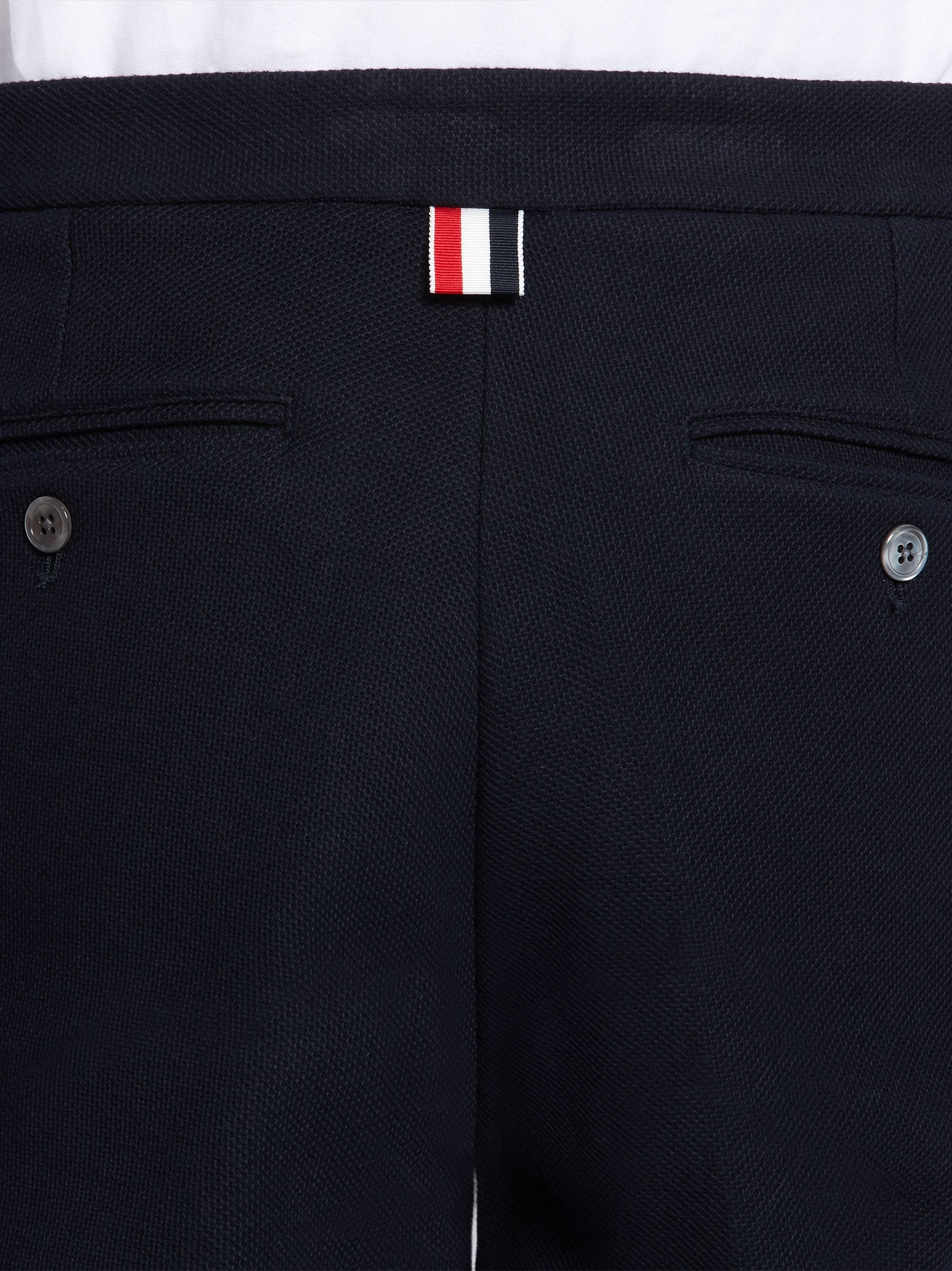 Navy Cotton Double Face Twill Slim Fit Tonal 4-Bar Trouser - 6