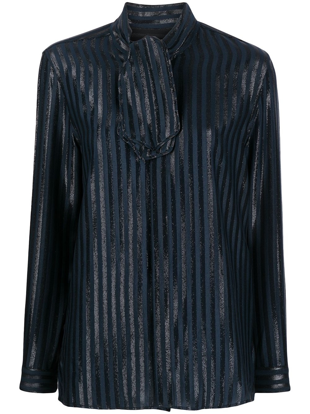 tie-neck metallic threading shirt - 1