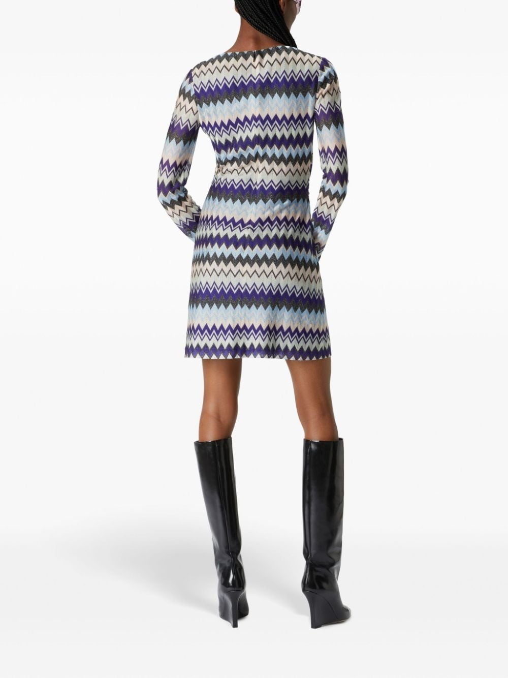 Zigzag-pattern mini dress - 3