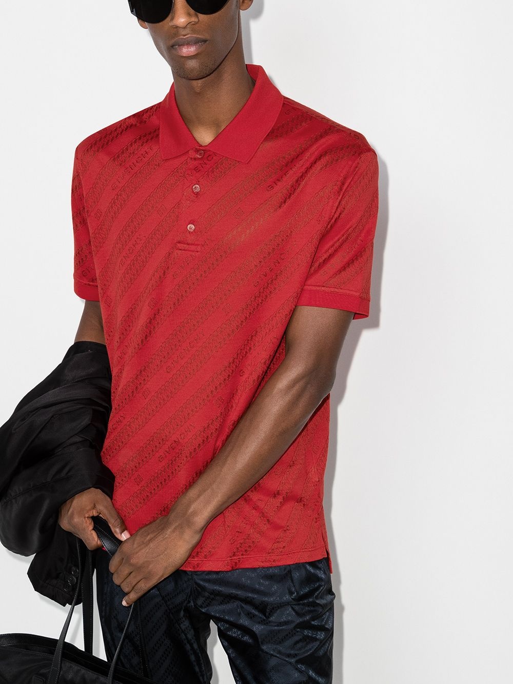 jacquard diagonal stripe polo shirt - 2