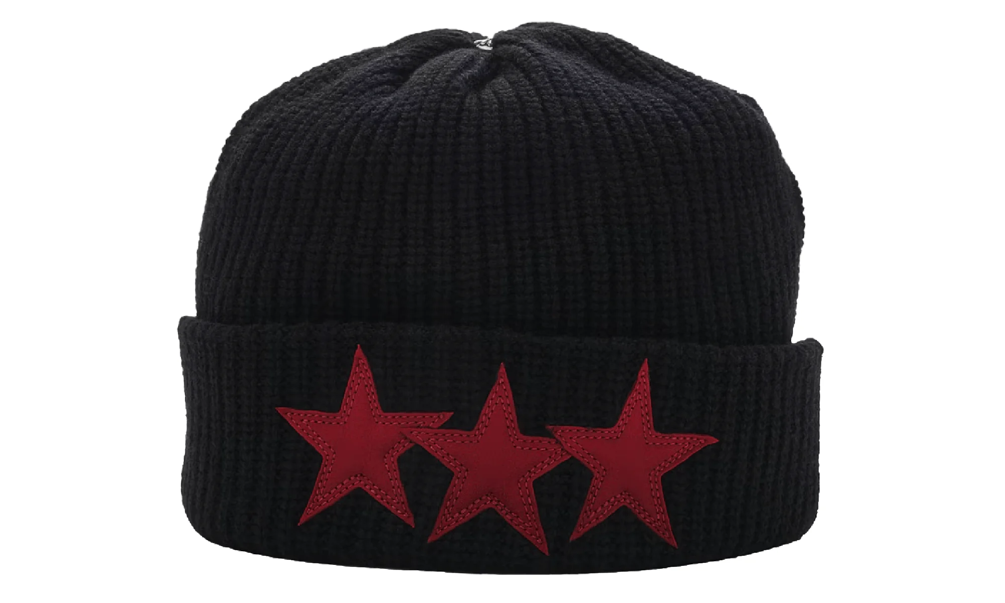 Sludge Leather Star Patch Beanie "Black Red" CHRM1114 - 1