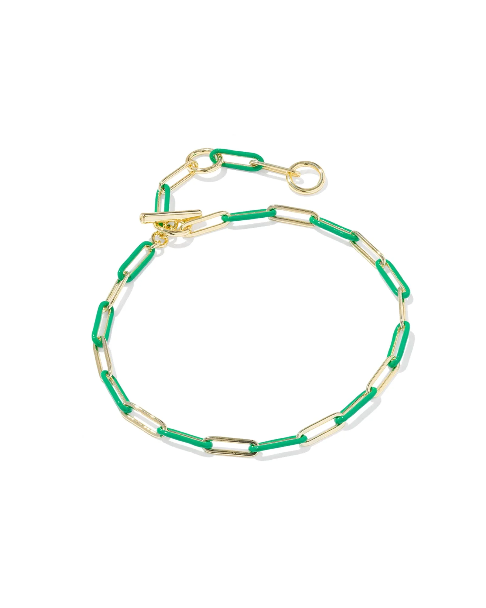 Courtney Gold Enamel Link and Chain Bracelet - 1