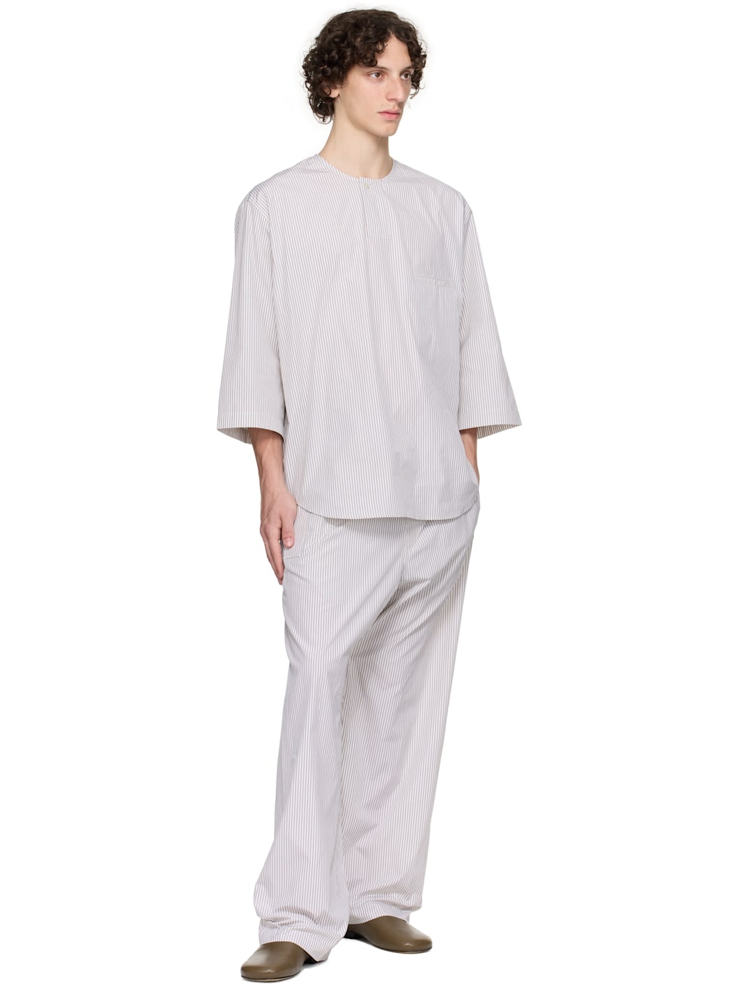 White Short Sleeve Henley - 4