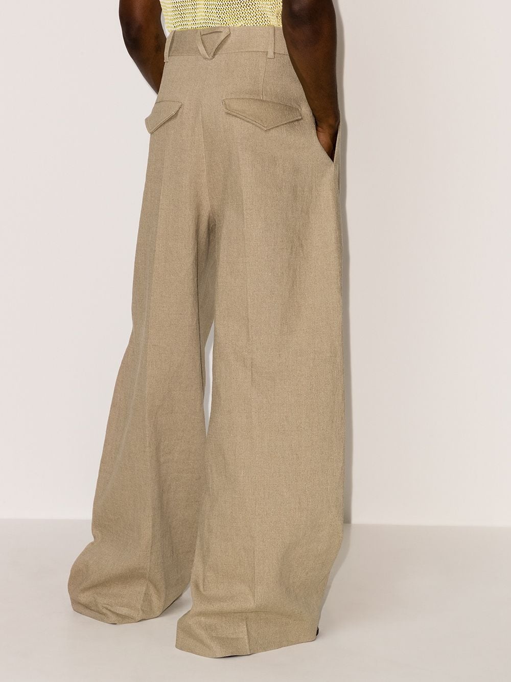 pleated front wide-leg trousers - 3