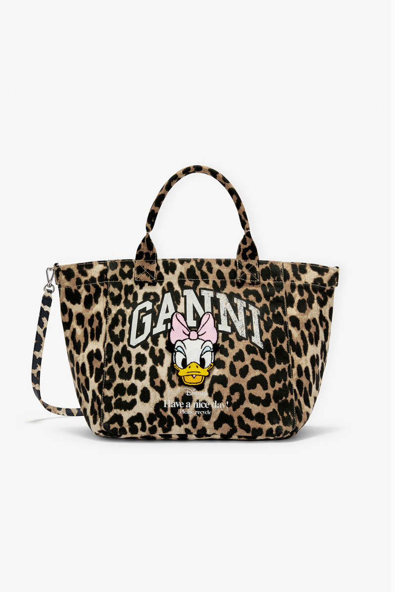 GANNI X DISNEY DAISY DUCK LEOPARD SMALL TOTE 1