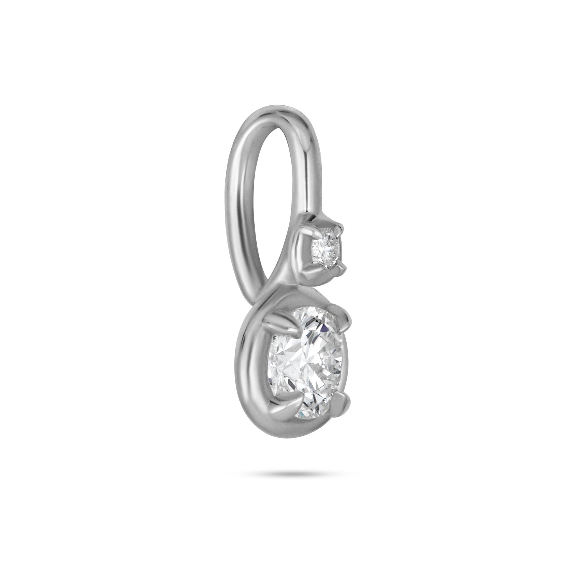 Silver LAB-Created Round Diamond Bonbon Charm - 3