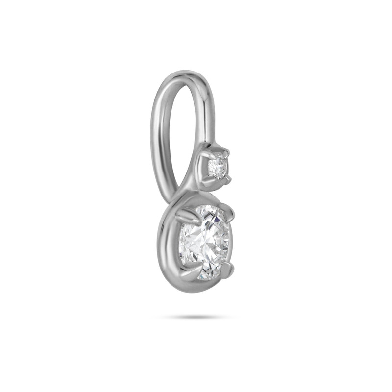 Silver LAB-Created Round Diamond Bonbon Charm 3