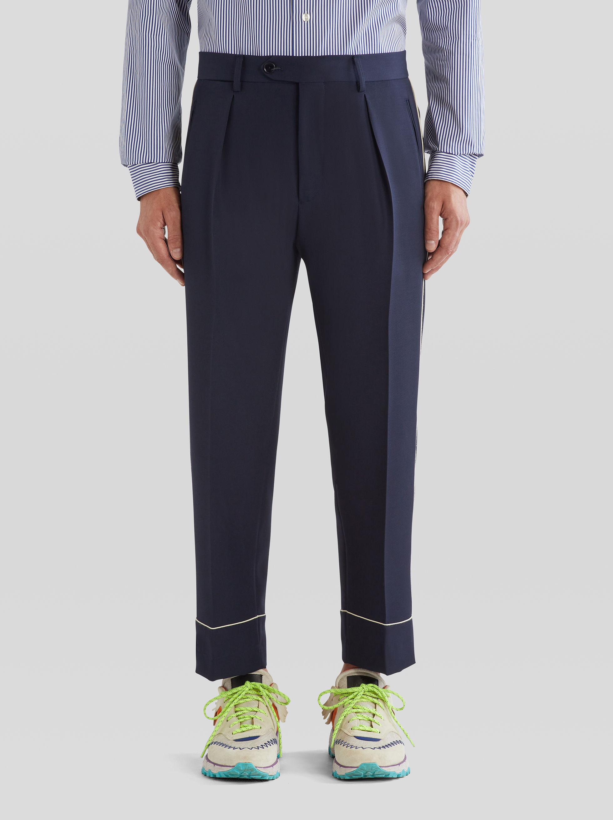 TAILORED WOOL TROUSERS WITH PIPING - 2