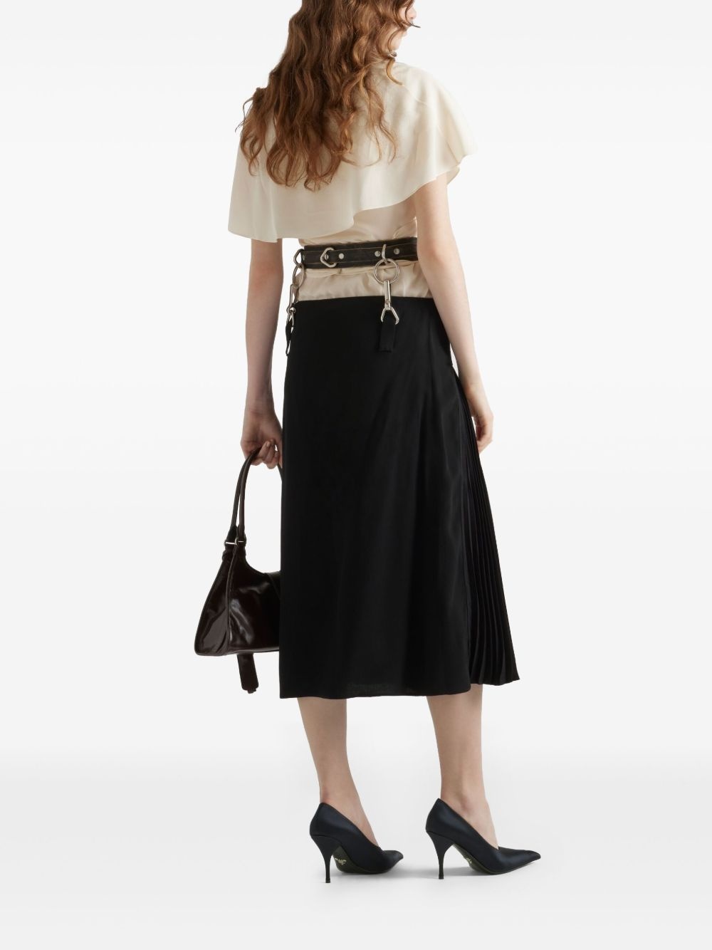 belted pleated midi skirt - 3