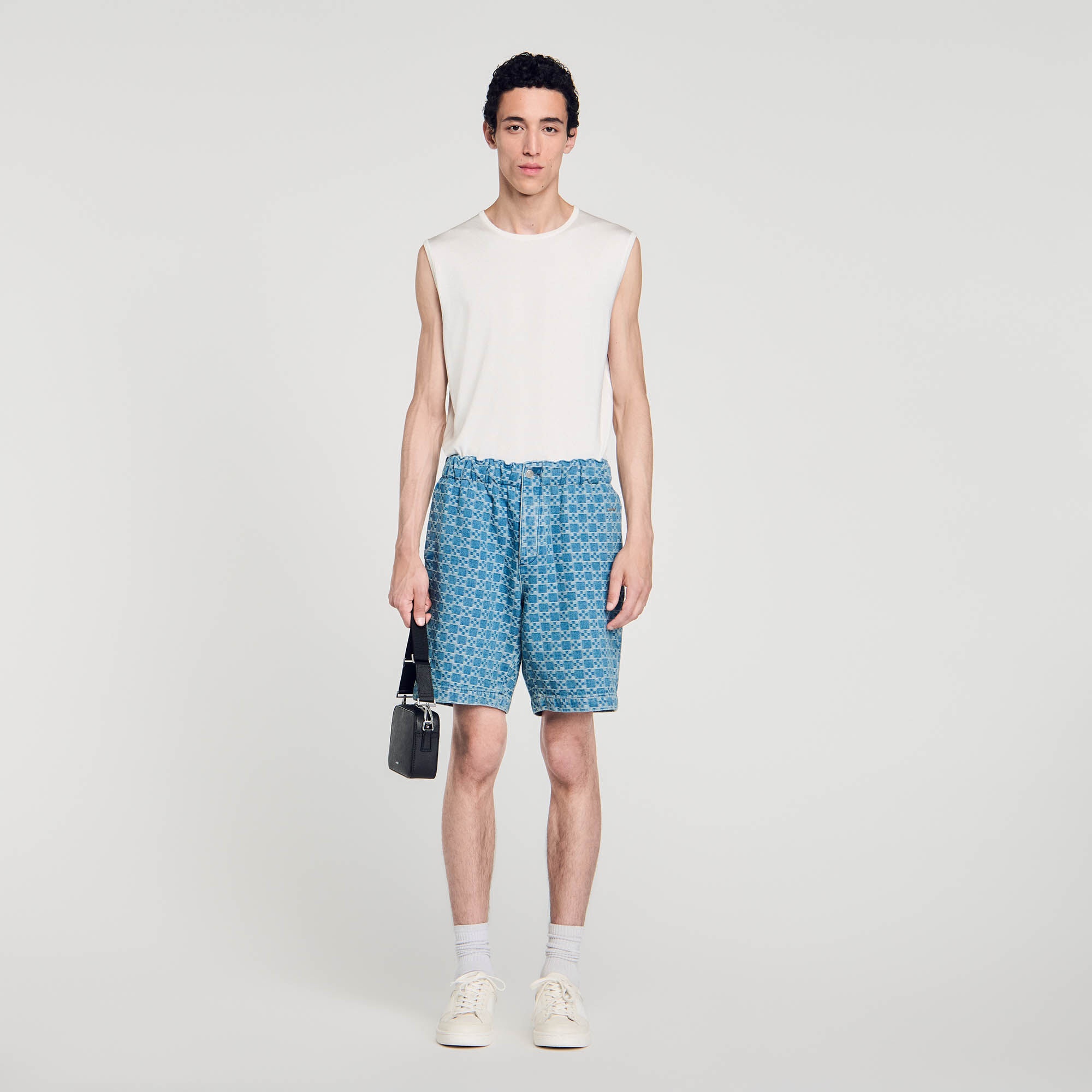SQUARE CROSS DENIM BERMUDA SHORTS - 2