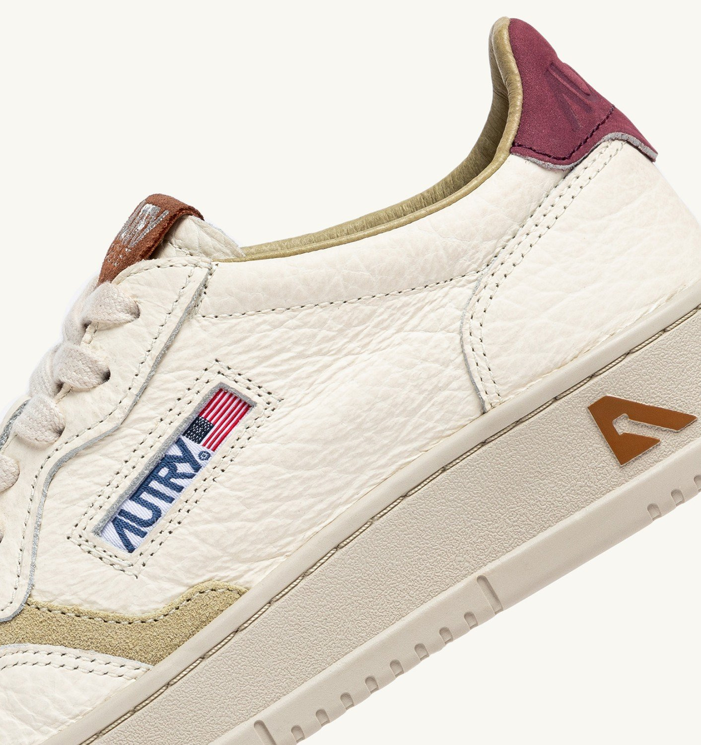 MEDALIST LOW SNEAKERS IN MARSHMALLOW AND BURGUNDY LEATHER - 6