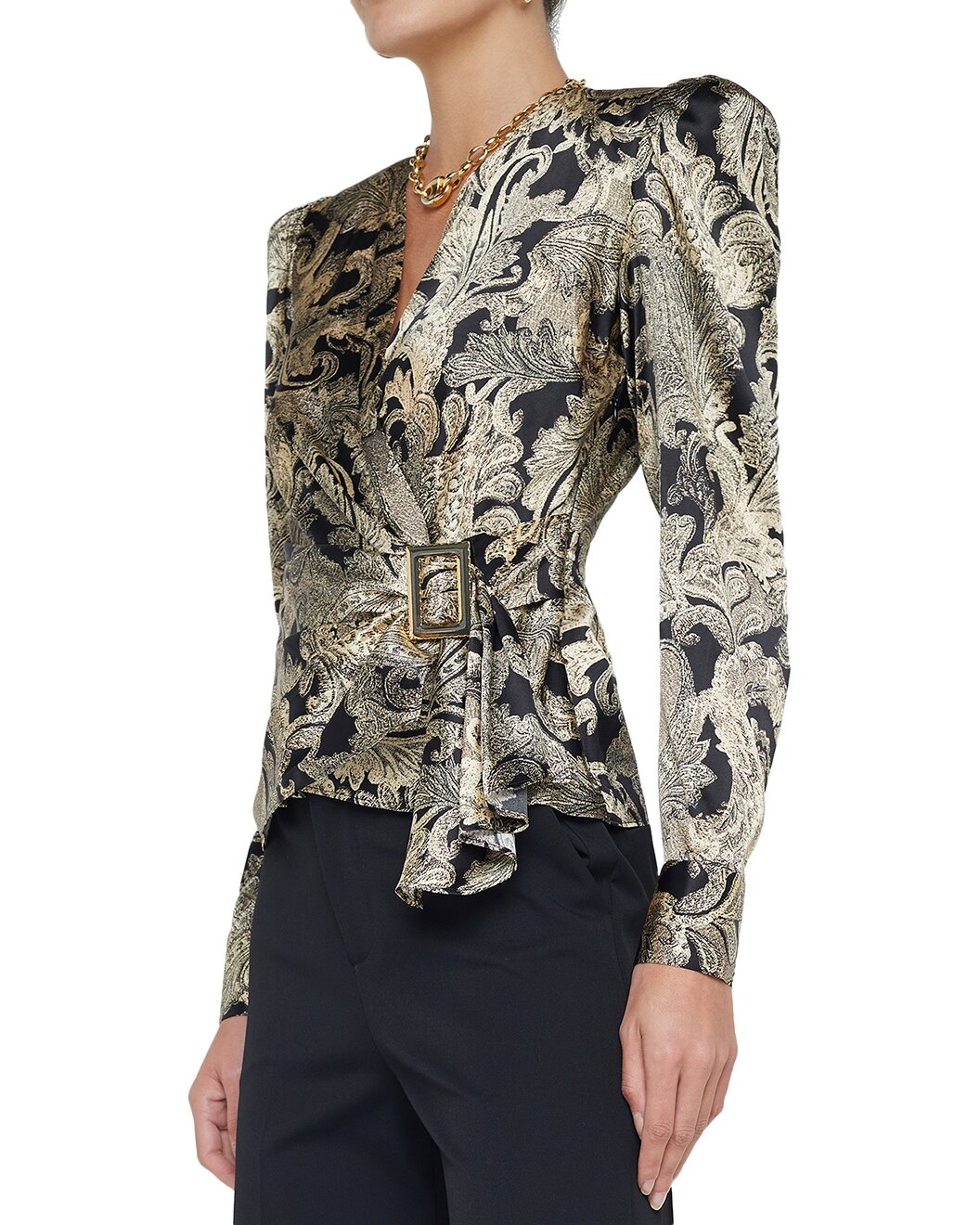 L'AGENCE Bensen Silk-Blend Wrap Blouse - 3