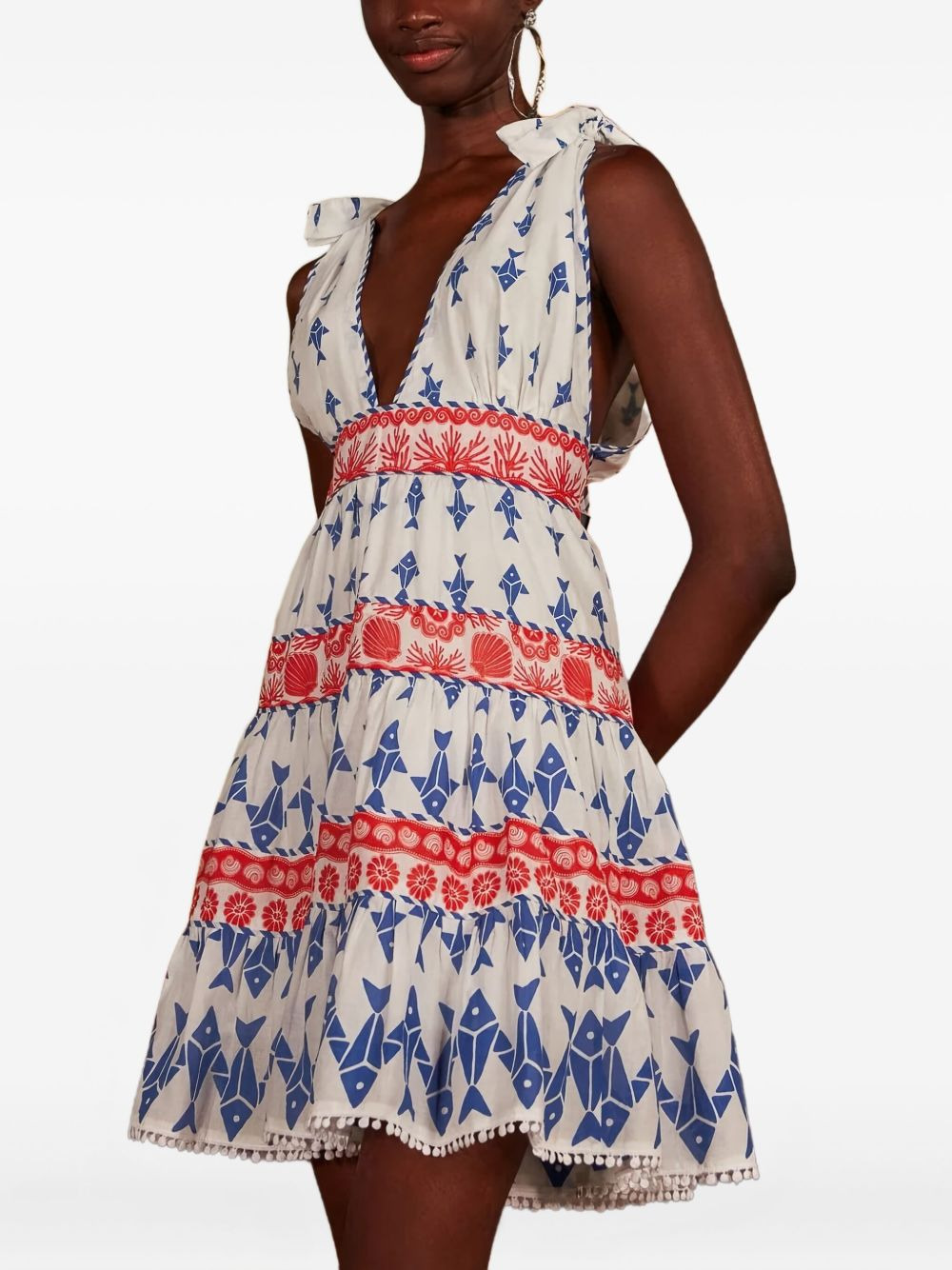 fish-print tiered-design mini dress - 3