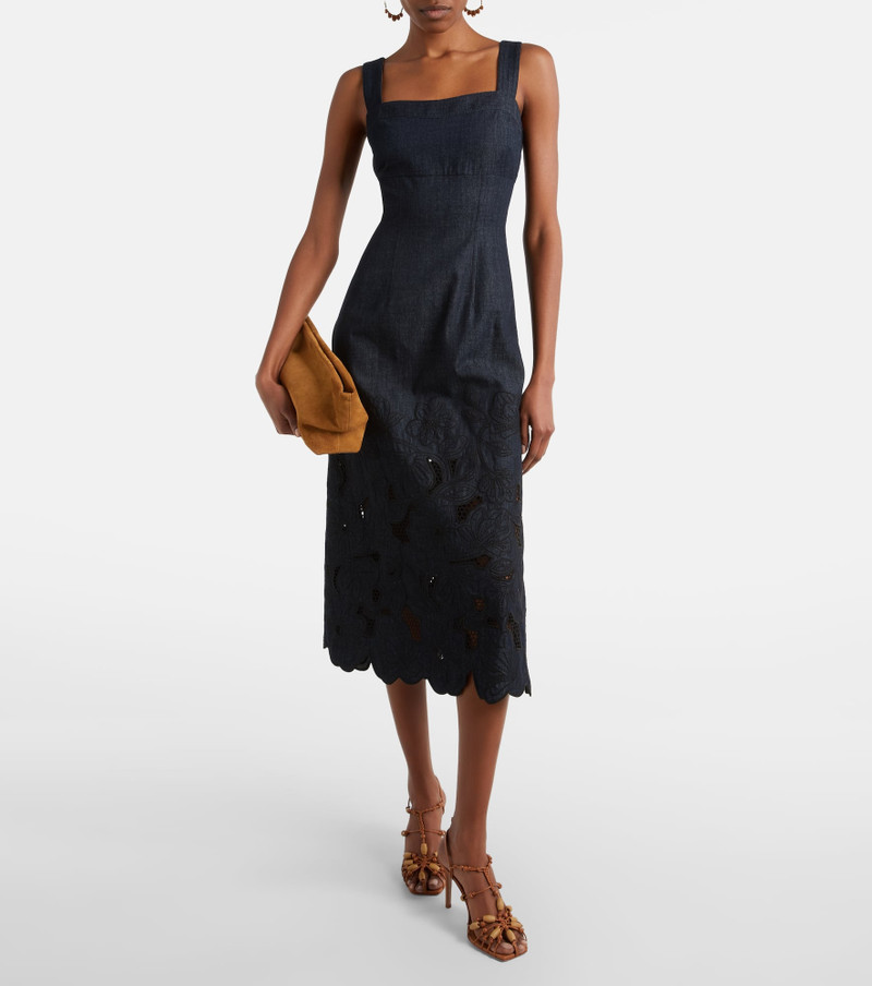 VERONICA BEARD Rosaura floral denim midi dress outlook