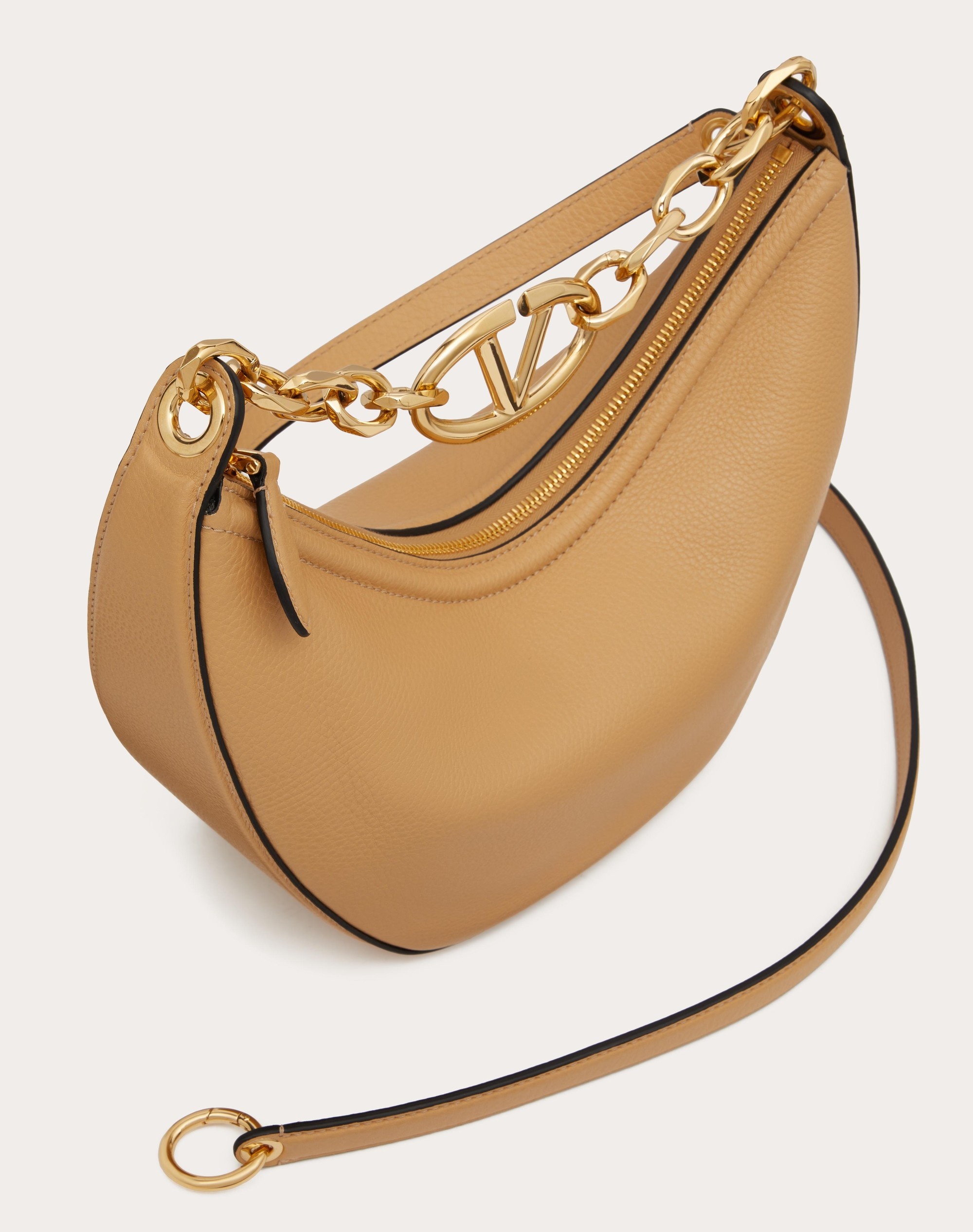 SMALL VLOGO MOON HOBO BAG IN GRAINY CALFSKIN WITH CHAIN - 5
