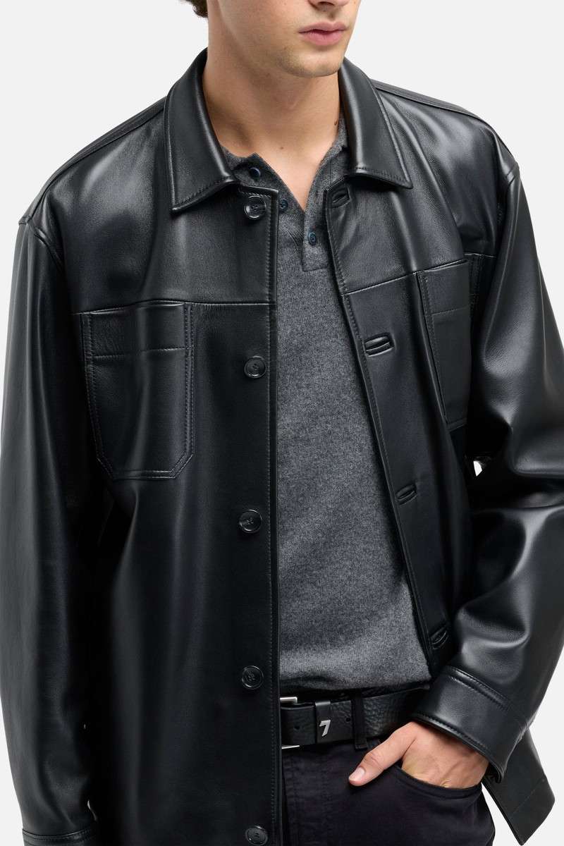 Leather Overshirt in Black 4