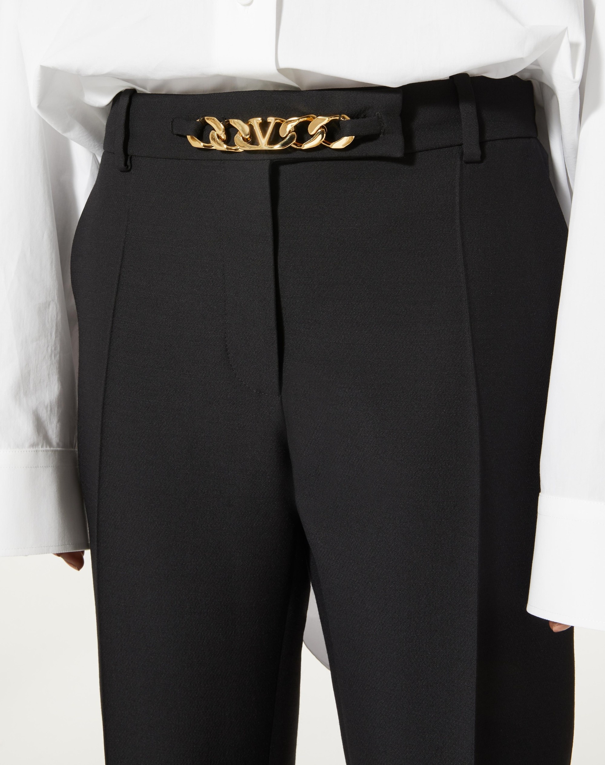 CREPE COUTURE VLOGO CHAIN PANTS - 5