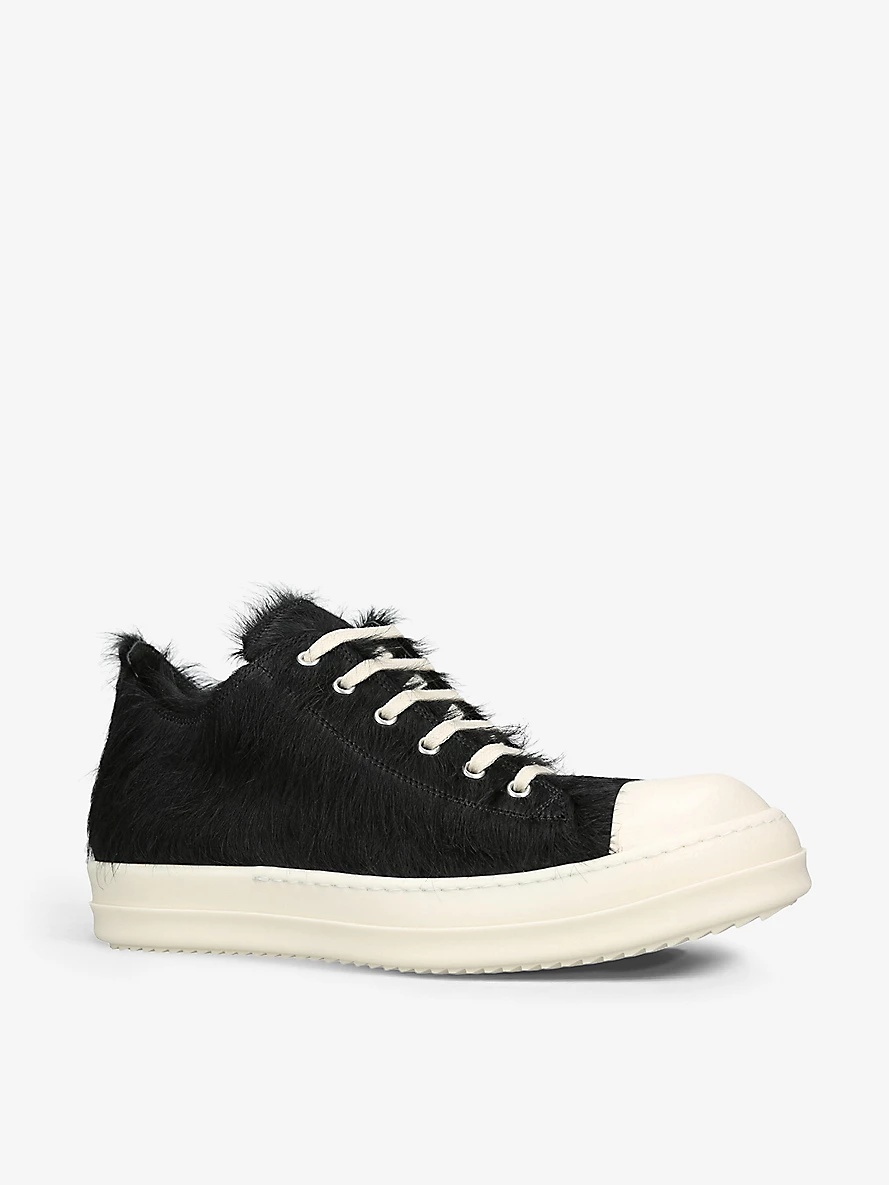 Serrated-sole pony-hair low-top trainers - 3