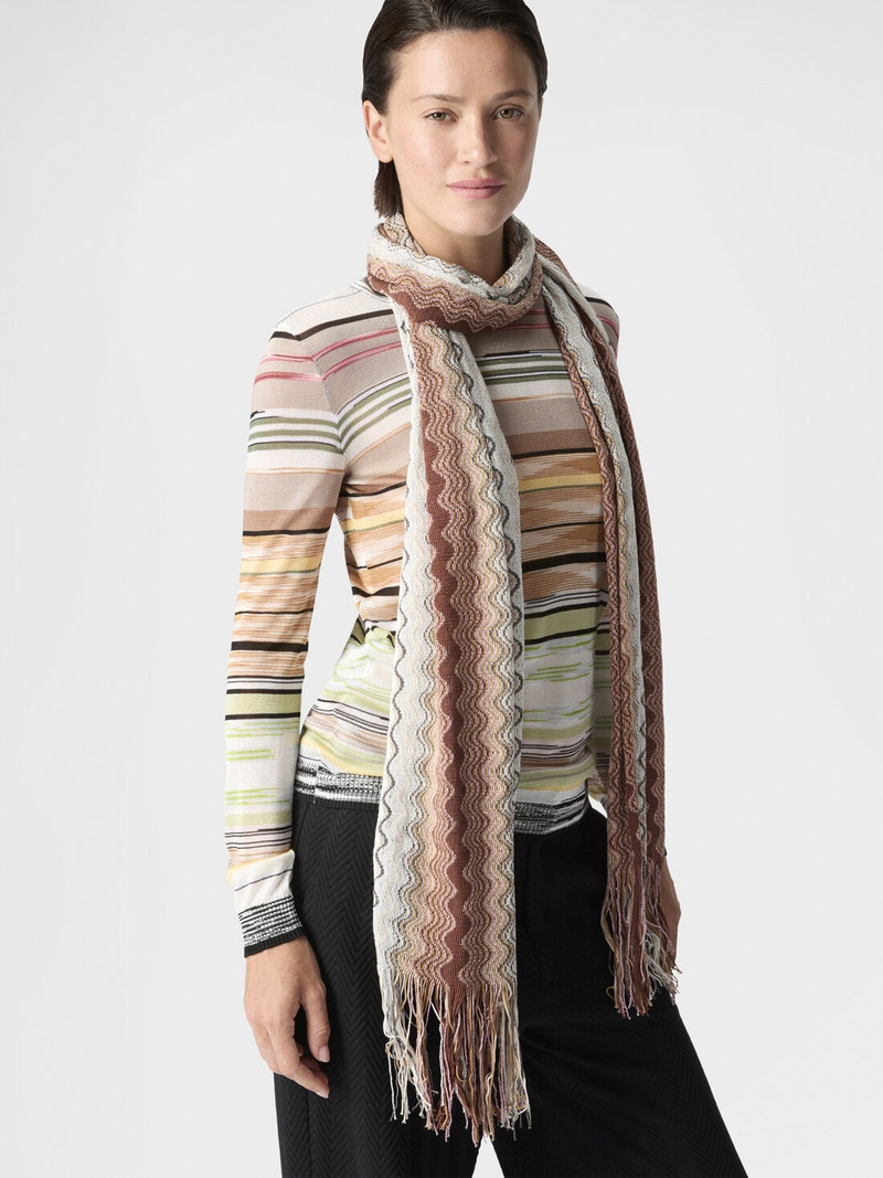 Cotton and viscose-blend scarf with fringes 3