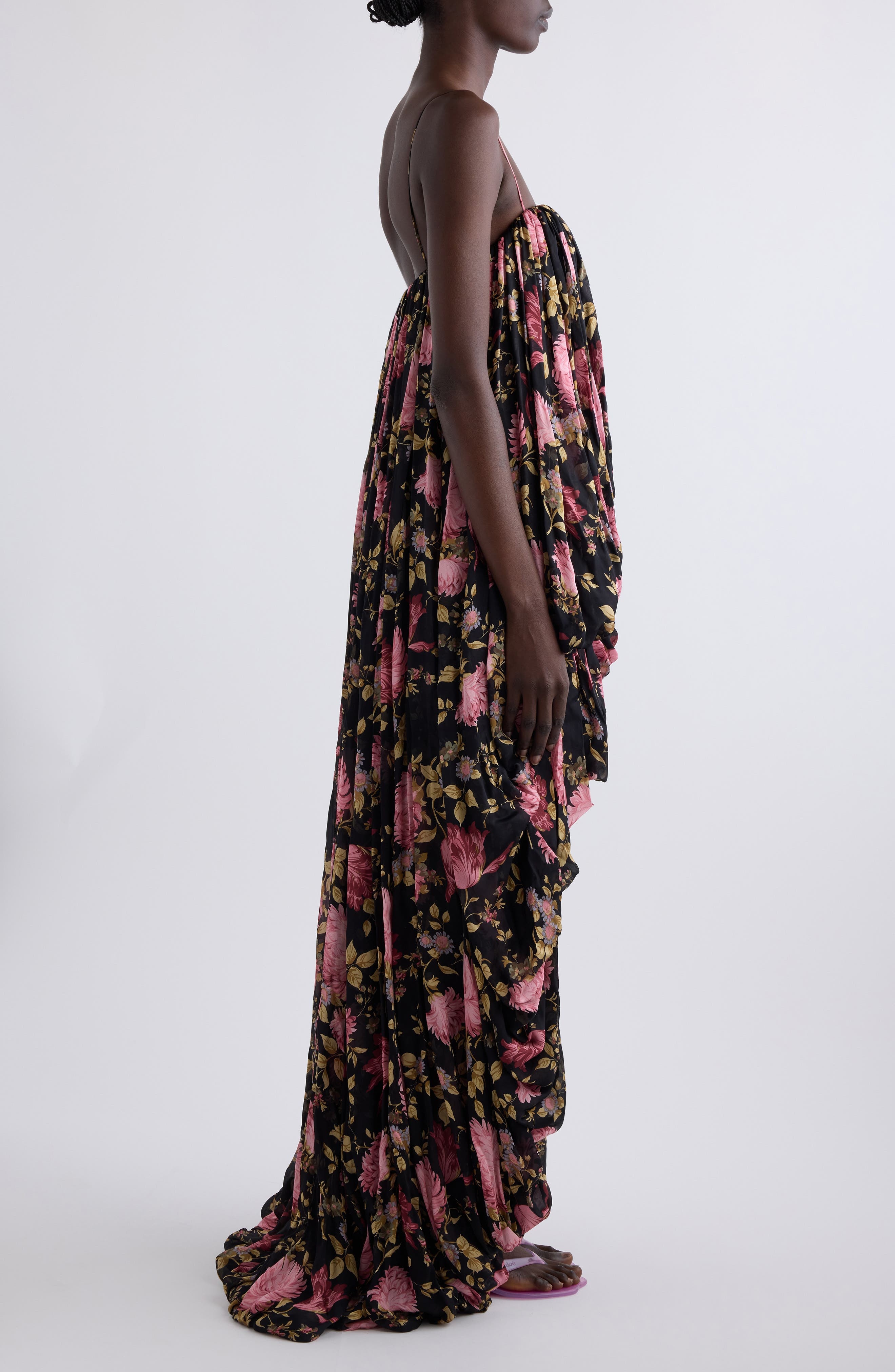 Chloé Peony Print Silk Jumpsuit in Black at Nordstrom - 3