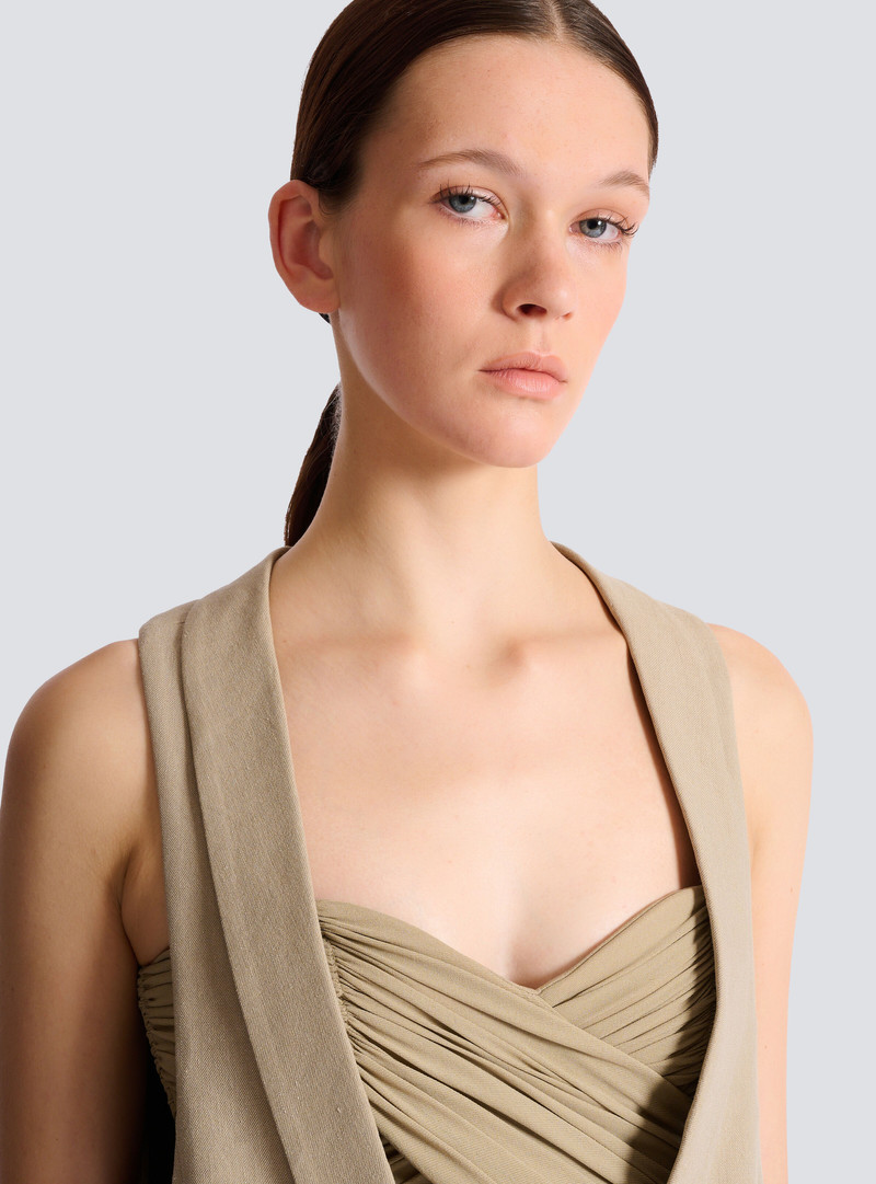 Asymmetrical cotton gabardine vest 7