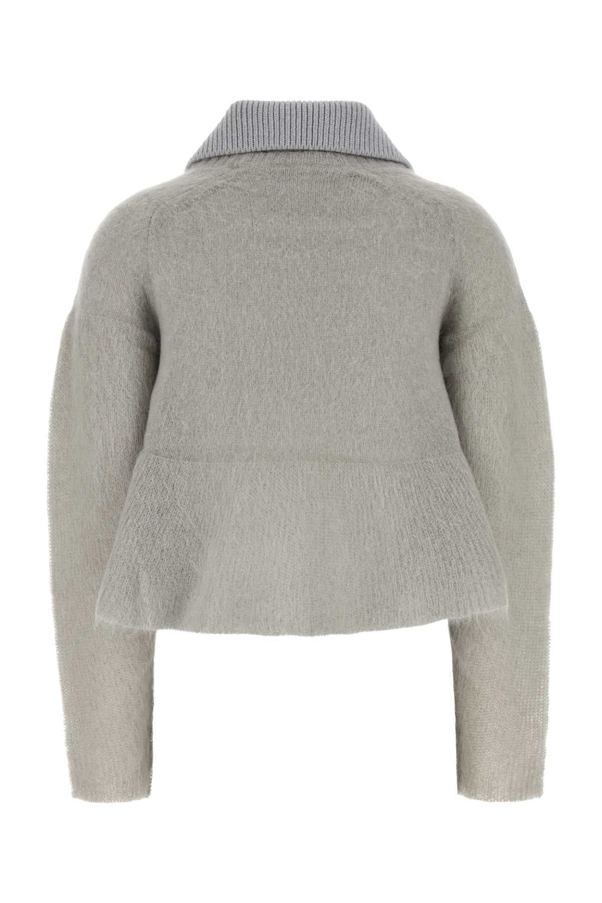 Loewe Women Grey Mohair Blend Polo Shirt - 2