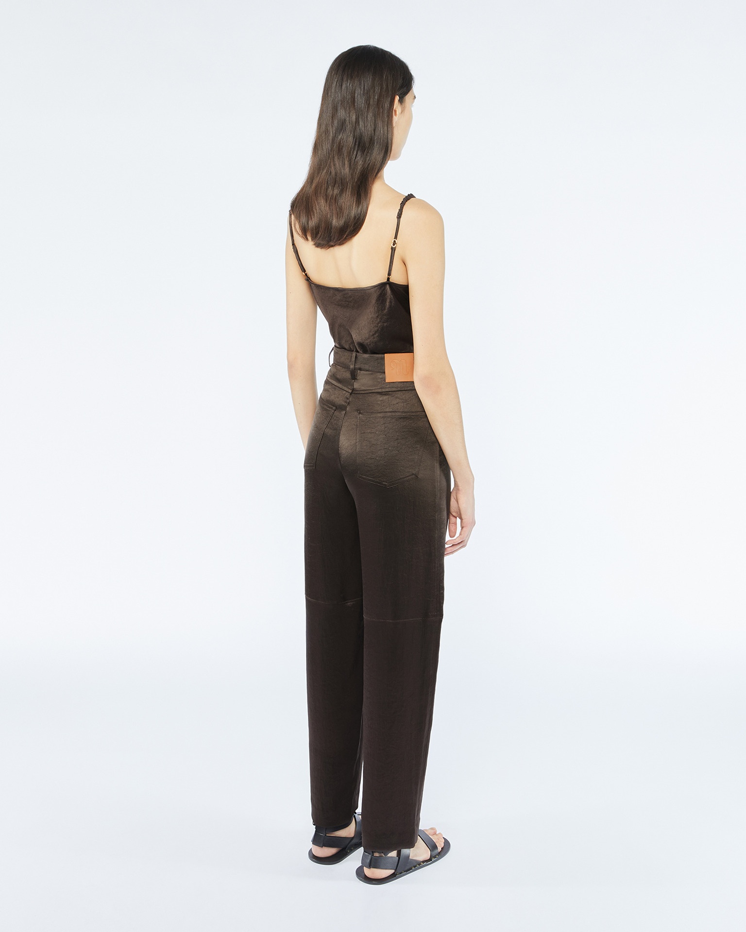 RADHA - Slip satin trousers - Espresso - 3