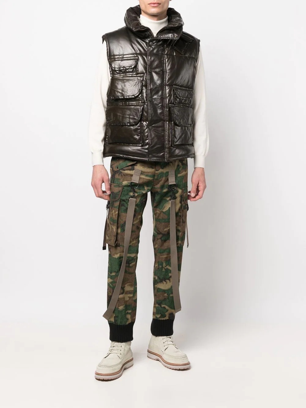 cuffed camouflage-print cargo trousers - 2