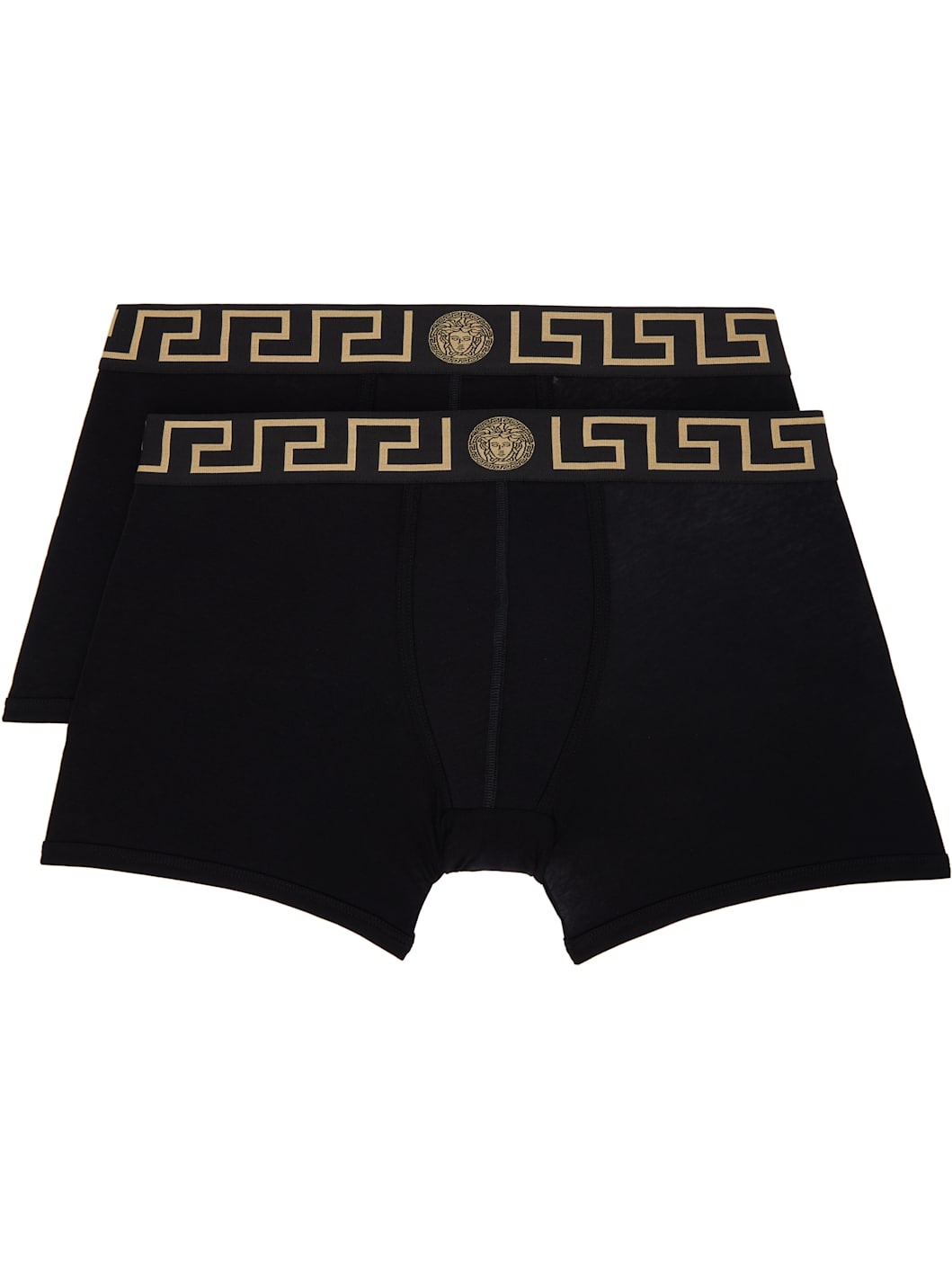 Two-Pack Black Greca Border Long Boxer Briefs - 1