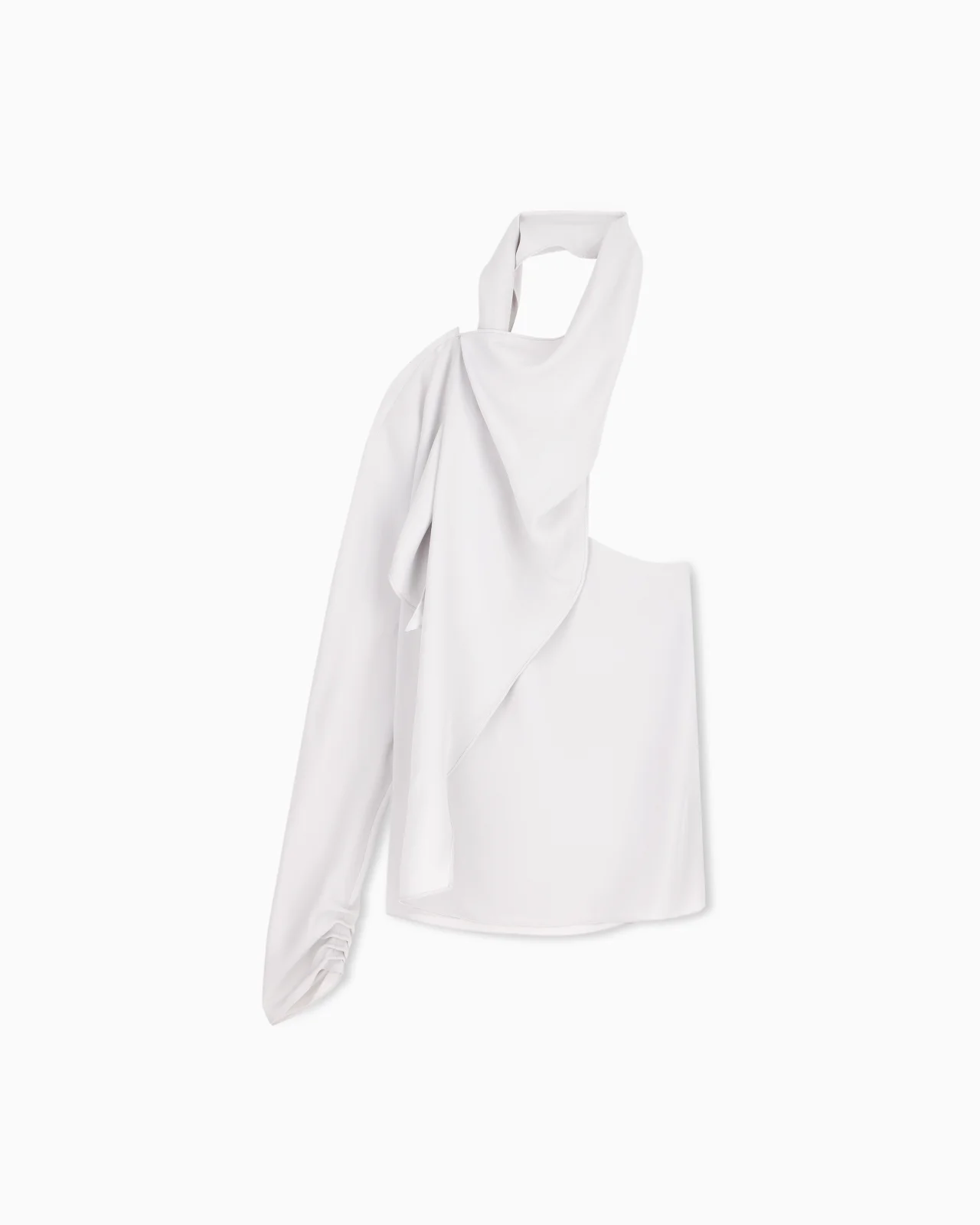 ONE-SHOULDER SHIRT IN SILK TRIPLE GEORGETTE WITH A SASH - 1
