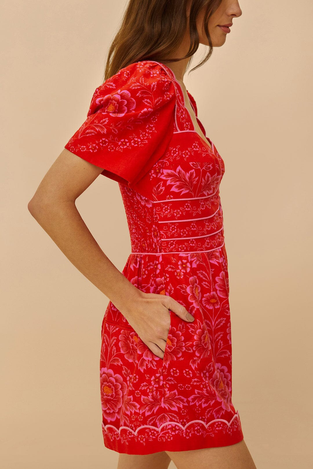 Red Olivia Cut-Out Lenzing™ Ecovero™ Euroflax™  Romper - 4