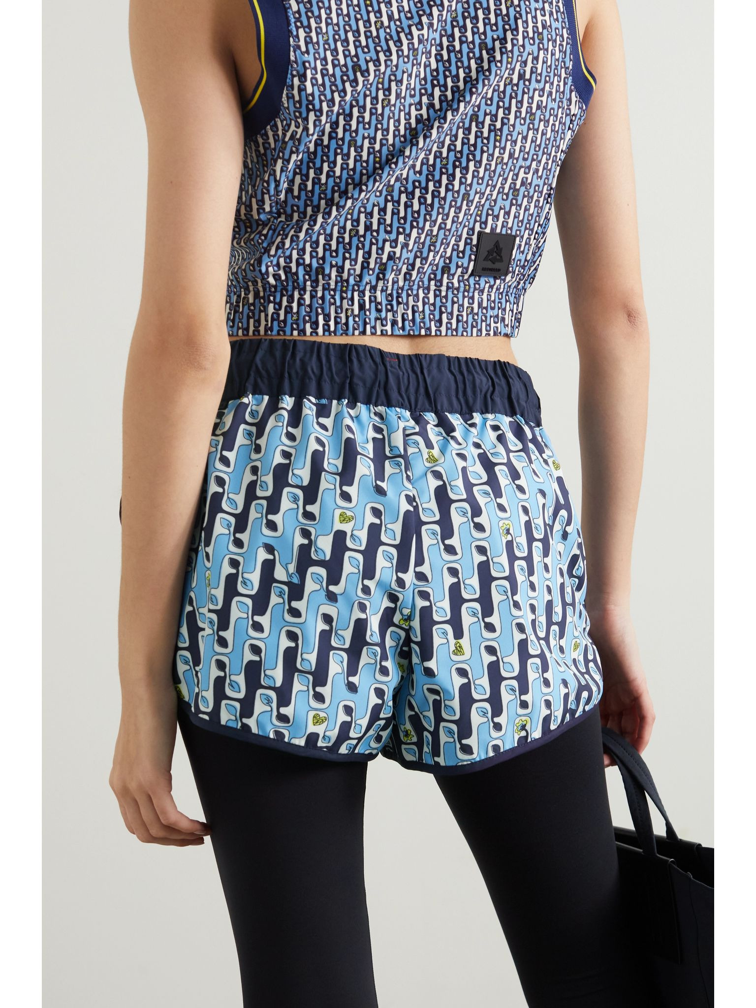 Printed shell shorts Blue - 4