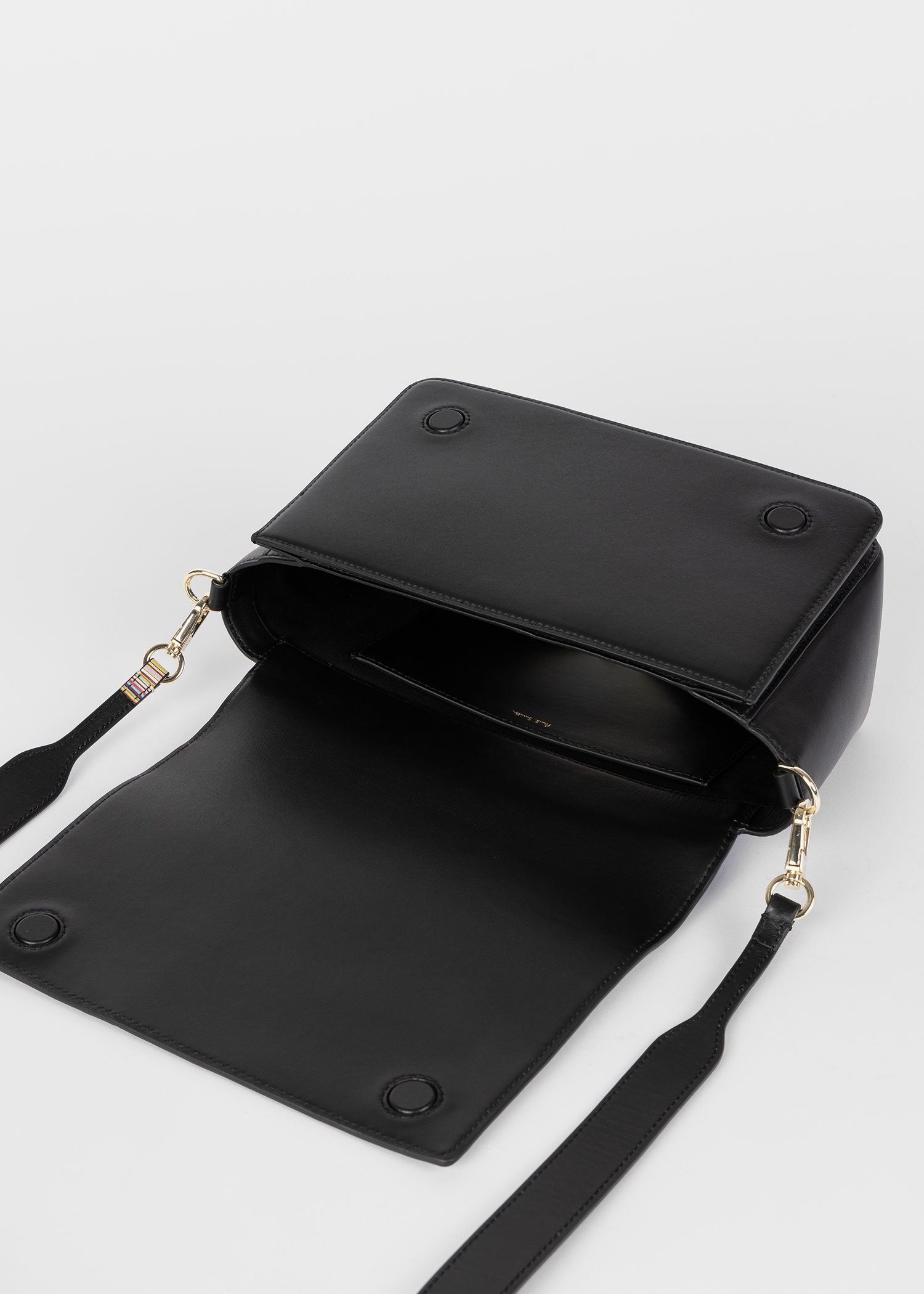 Women's Black Leather 'Signature Stripe' Crossbody Bag - 5