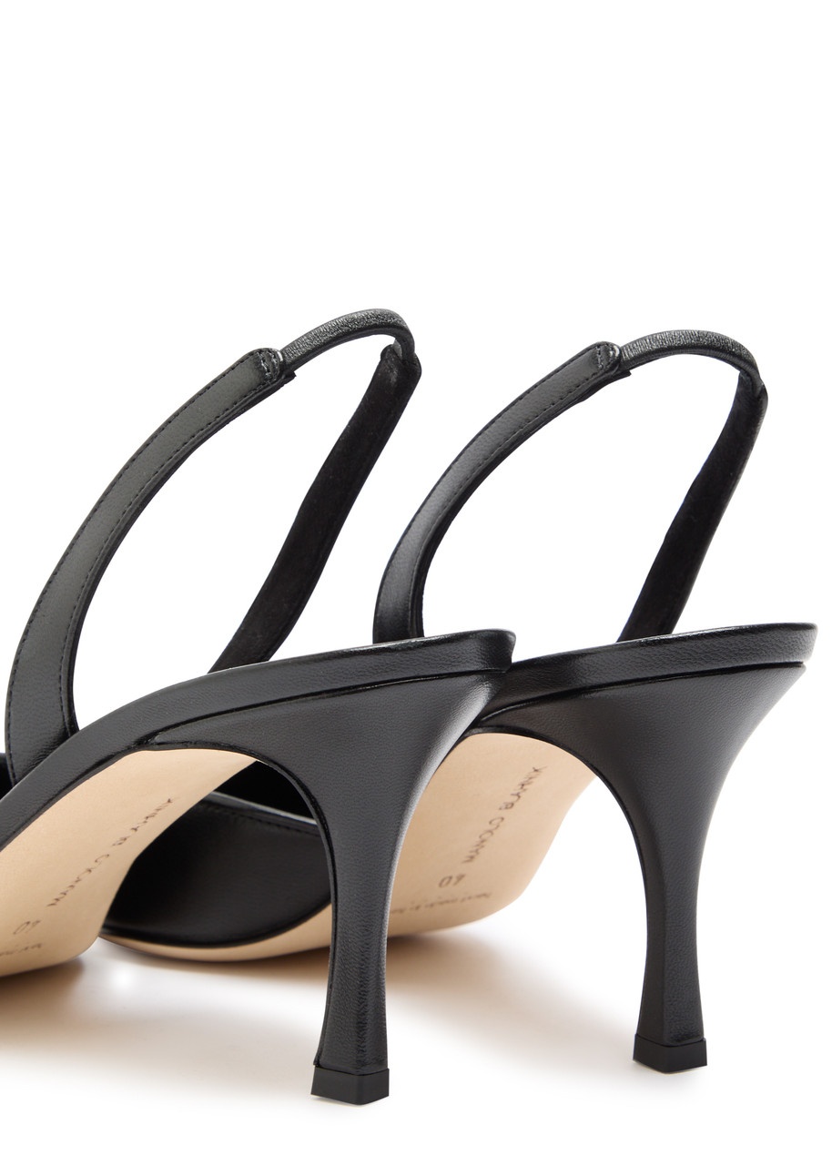 Manolo Blahnik Maysli 70 Leather Slingback Pumps - 4